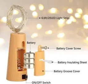 20 Led Wine Bottle Cork Copper Wire String Lights 2M Battery Operated (Warm White Pack Of 4)