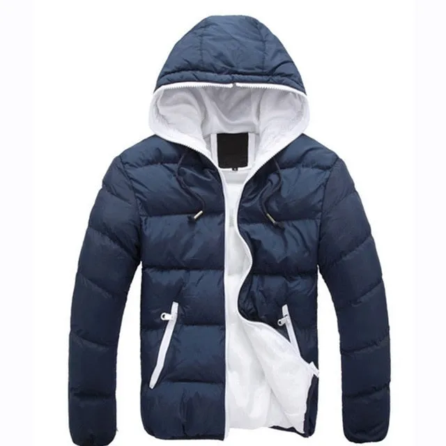 2018 New Fashion Men's Winter Warm Jacket Hooded Slim Casual Coat Cotton-padded Jacket Parka Overcoat Hoodie Thick Coat