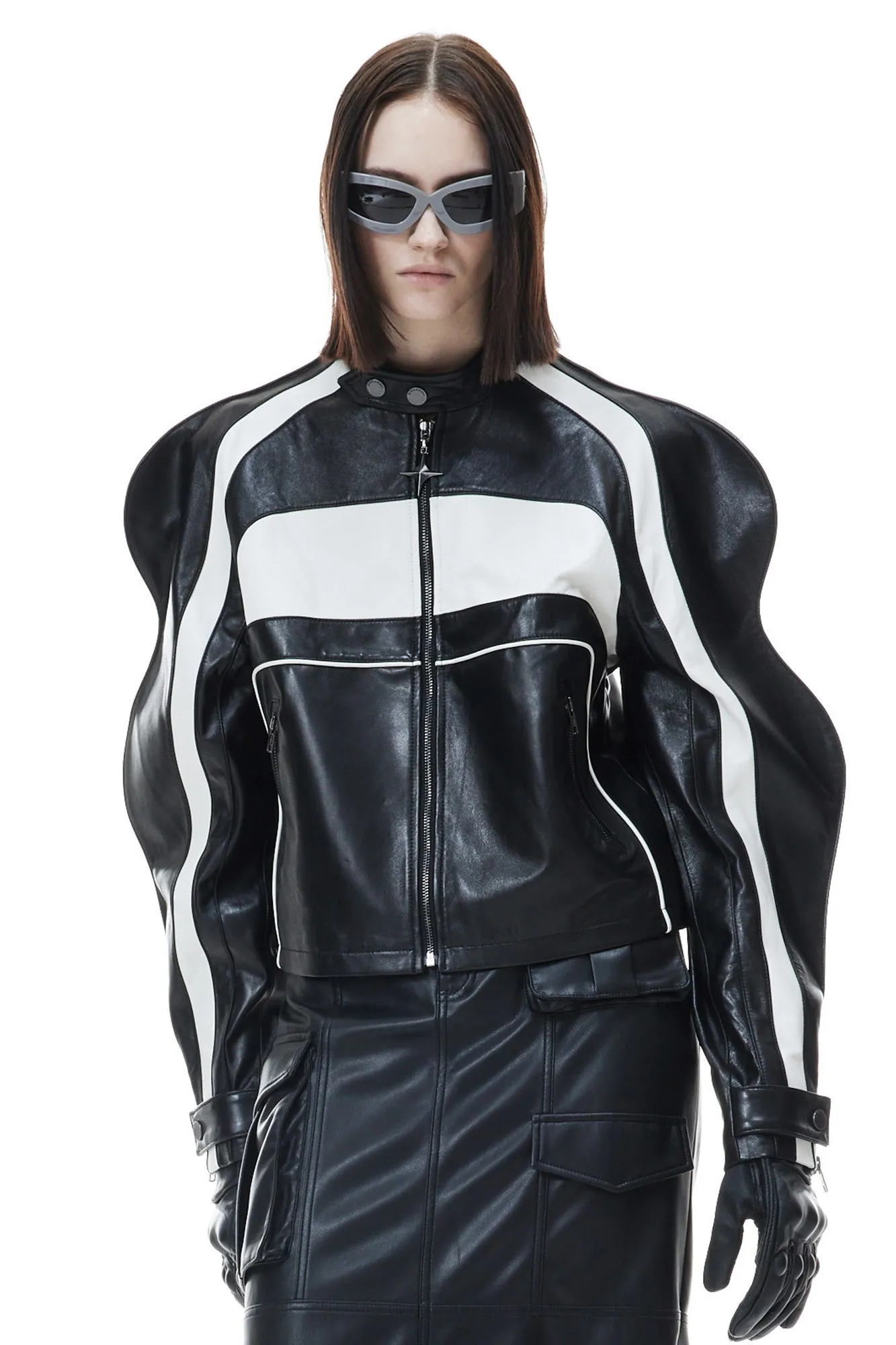 3D Wave Sleeve Short Cortex Coat