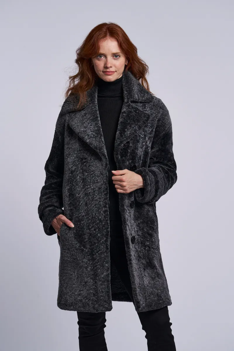 4241 Genuine shearling boyfriend coat