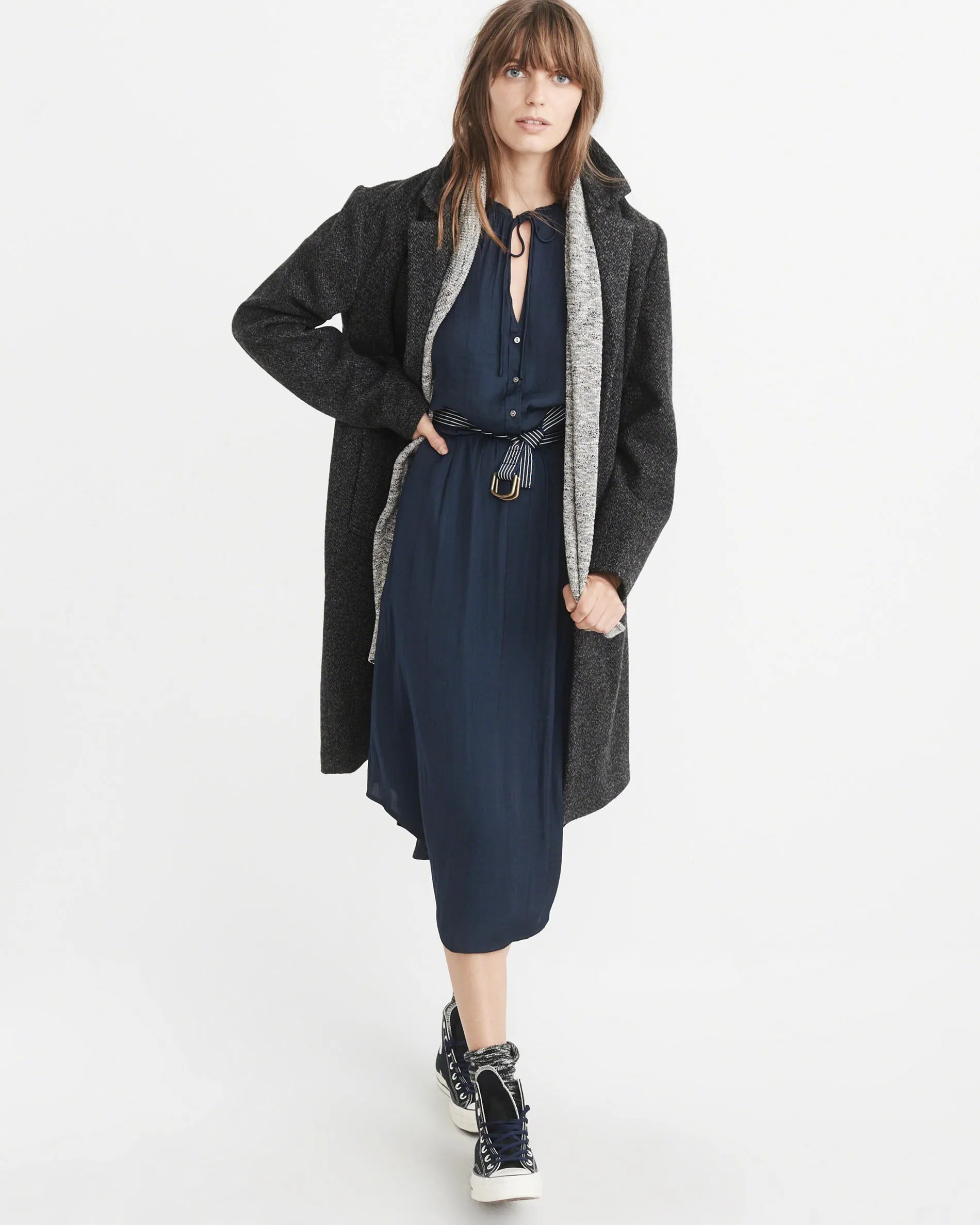 Abercrombie & Fitch LONG WOOL-BLEND COAT