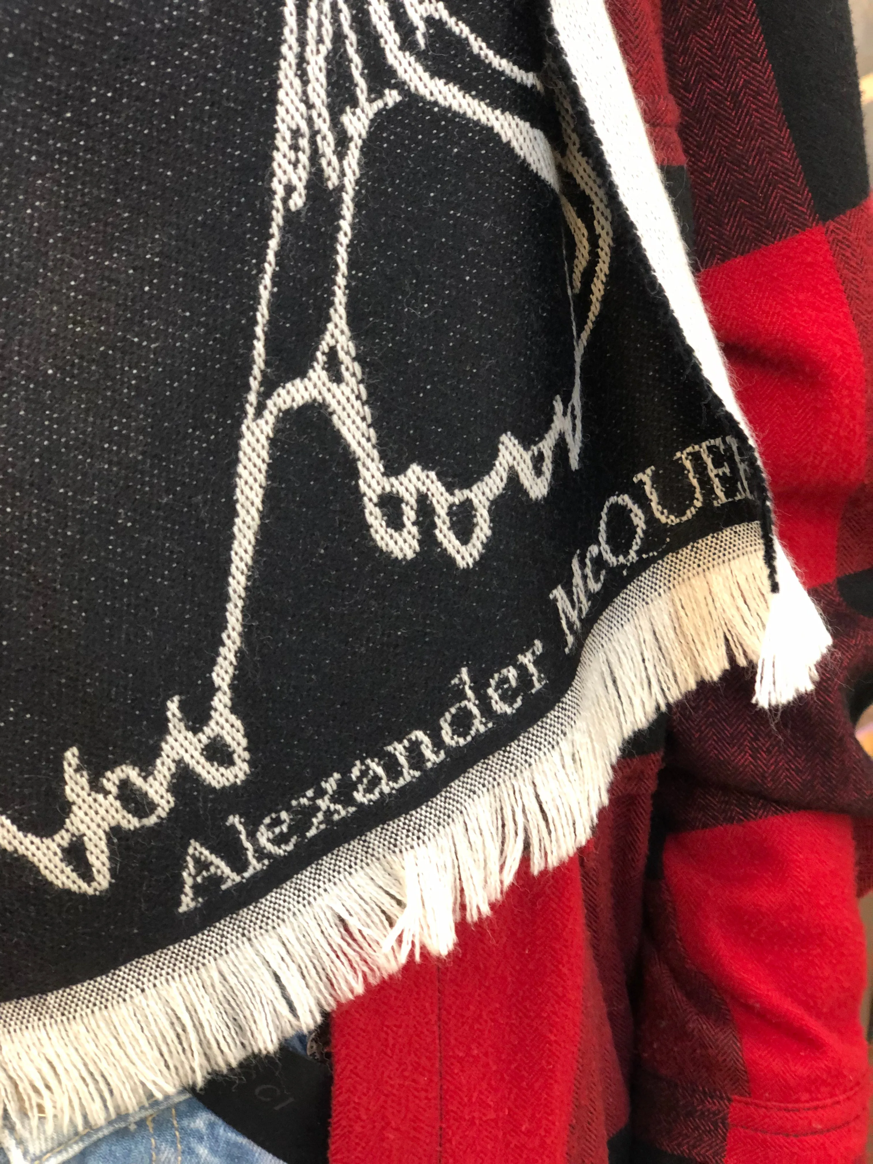 Alexander McQueen Monochrome Printed 100% Wool Scarf