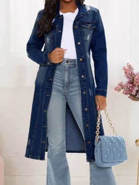 Alpha C Apparel Retro Slim Long Denim Coat