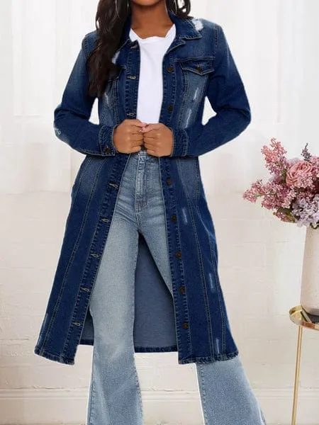 Alpha C Apparel Retro Slim Long Denim Coat