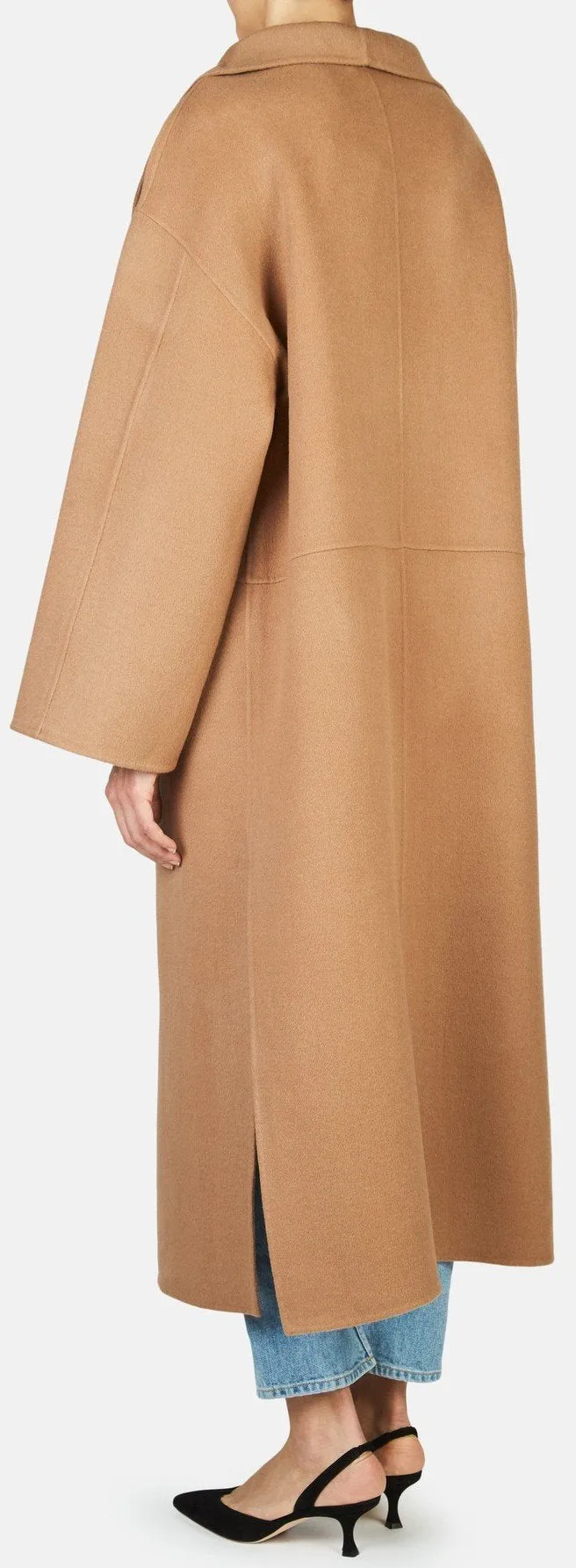 'Annecy' Draped Lapel Coat - Camel