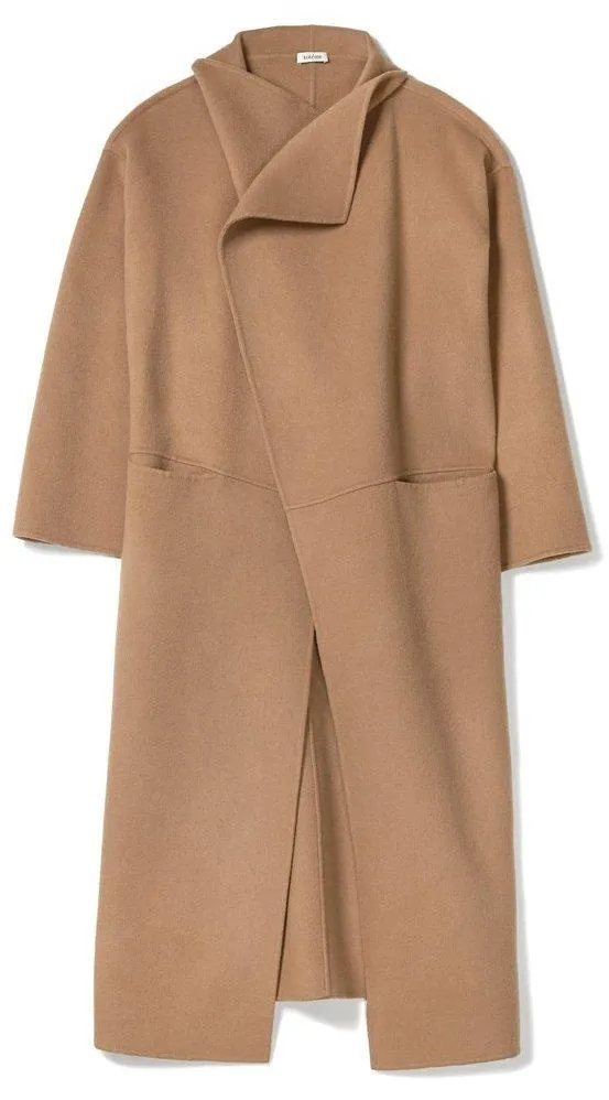 'Annecy' Draped Lapel Coat - Camel