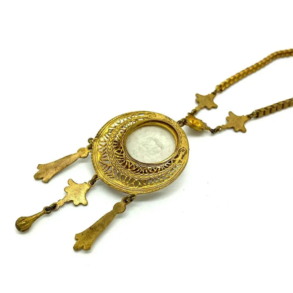 Antique Edwardian Gold Tone Lady Necklace