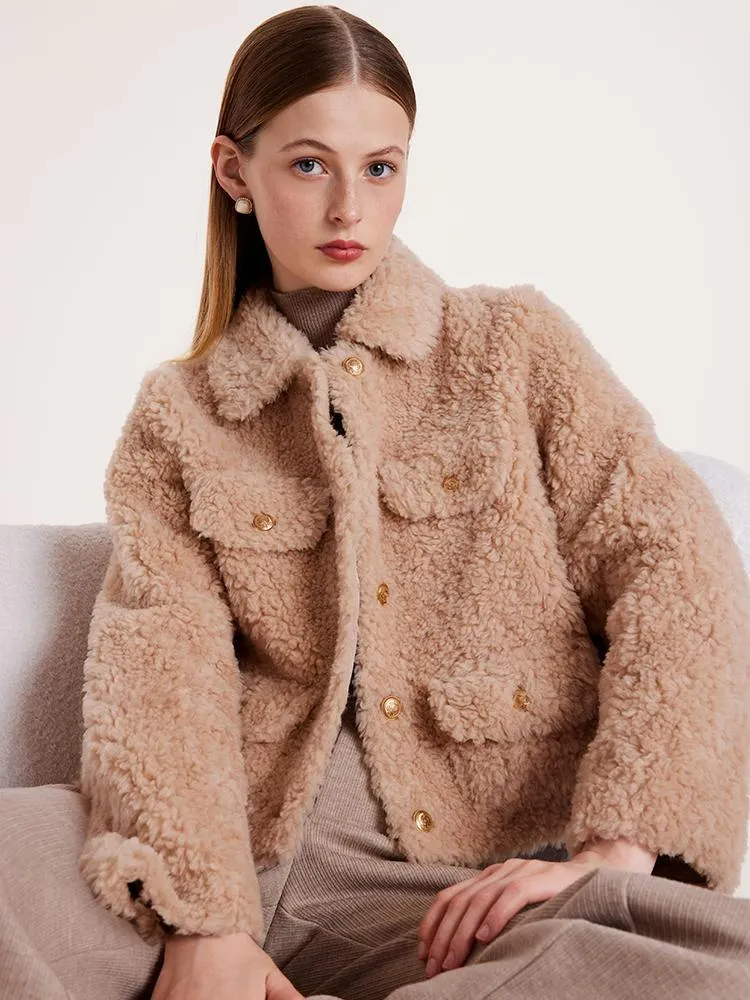 Beige Pure Wool Short Jacket