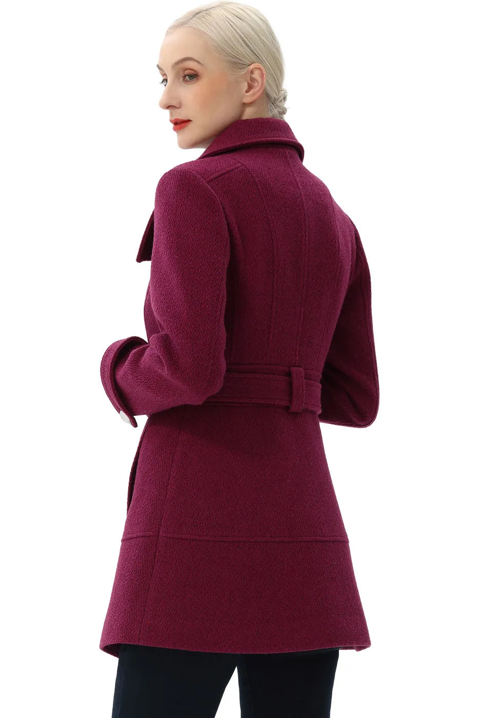 BGSD Women Wool Belted Walking Coat