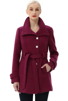 BGSD Women Wool Belted Walking Coat