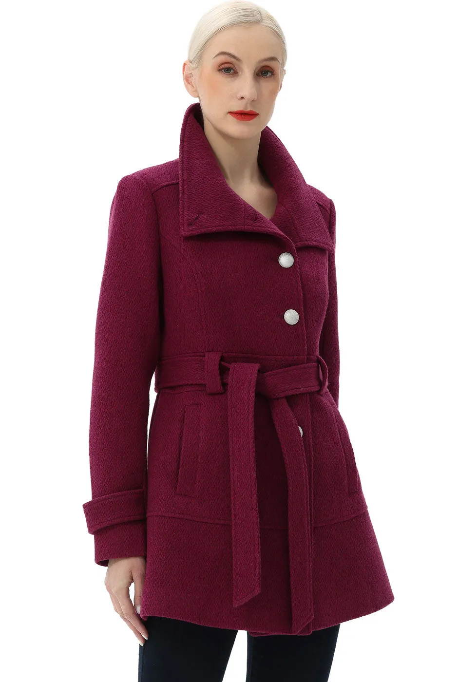 BGSD Women Wool Belted Walking Coat