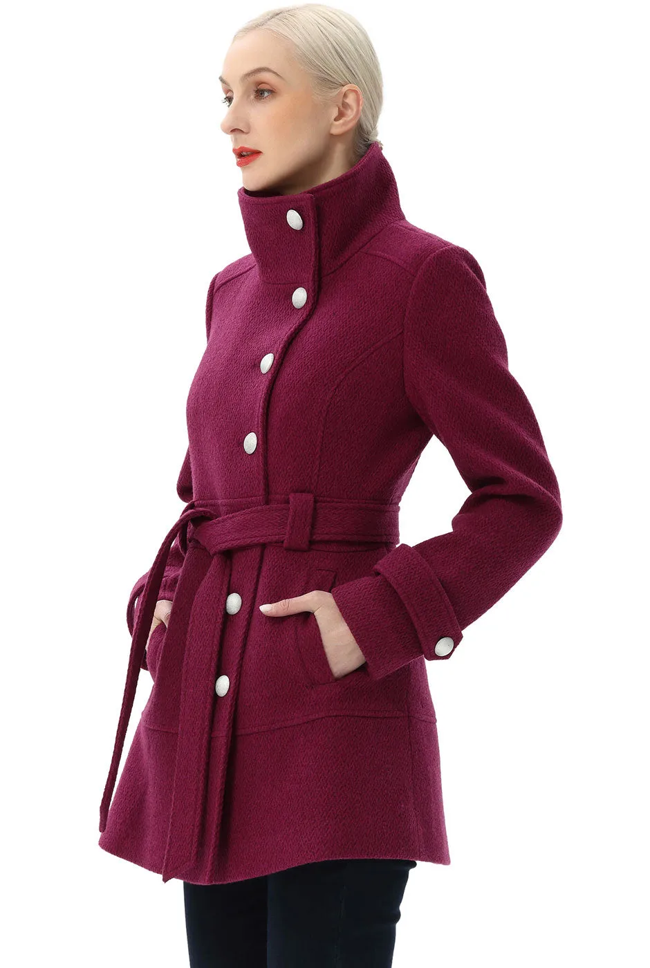 BGSD Women Wool Belted Walking Coat