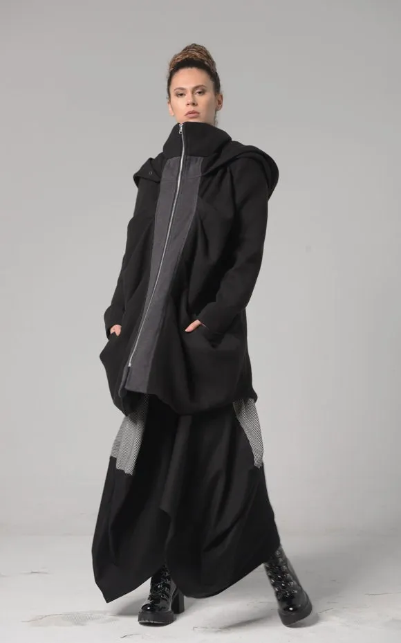 Black Hooded Coat