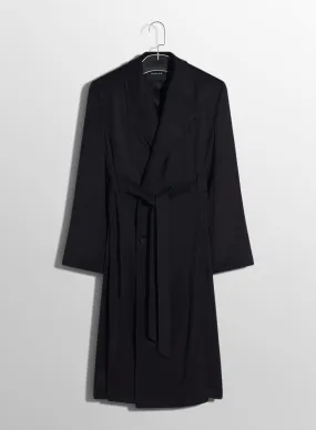 black ribbed belted coat