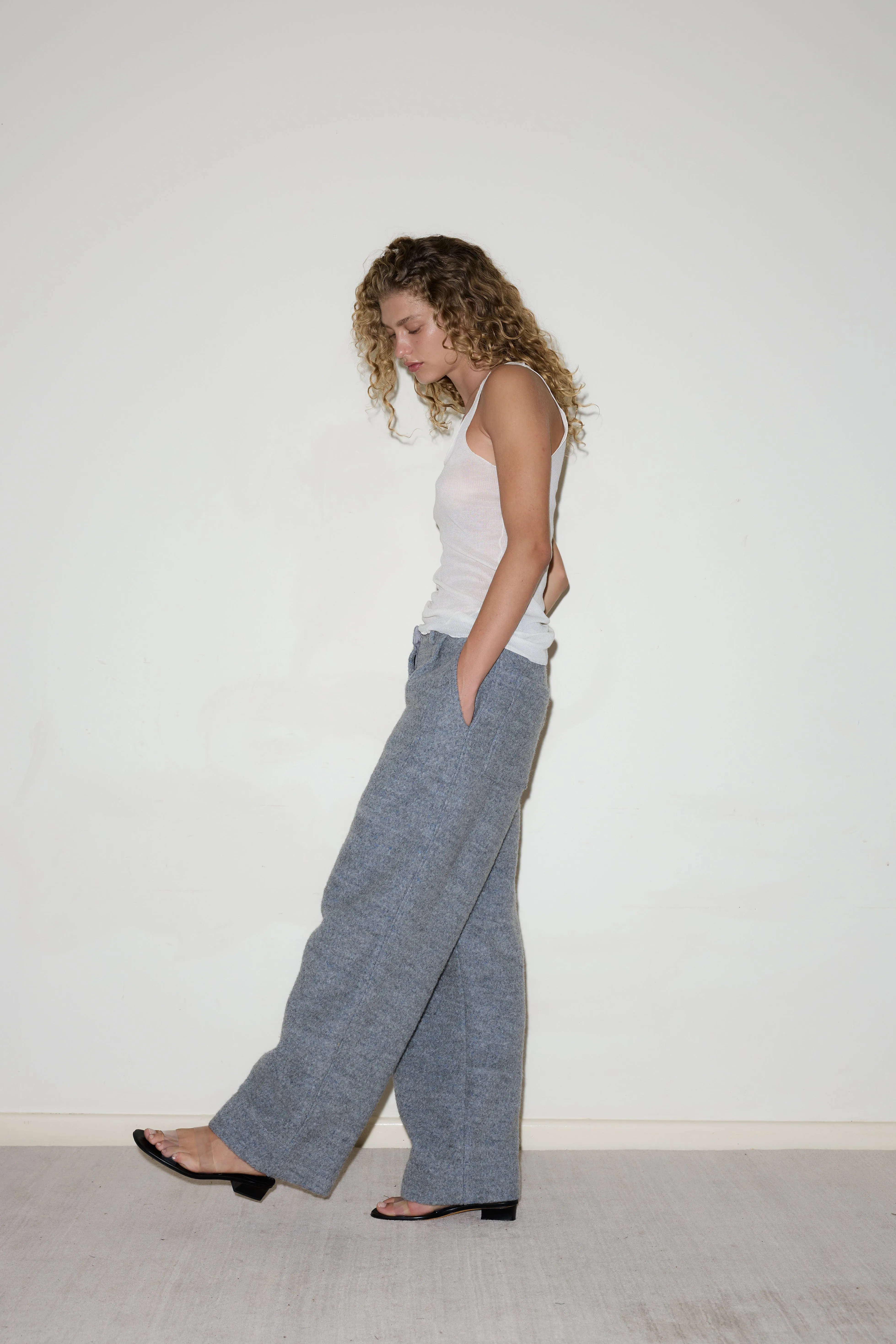 Boiled Wool Pant - Blue Grey