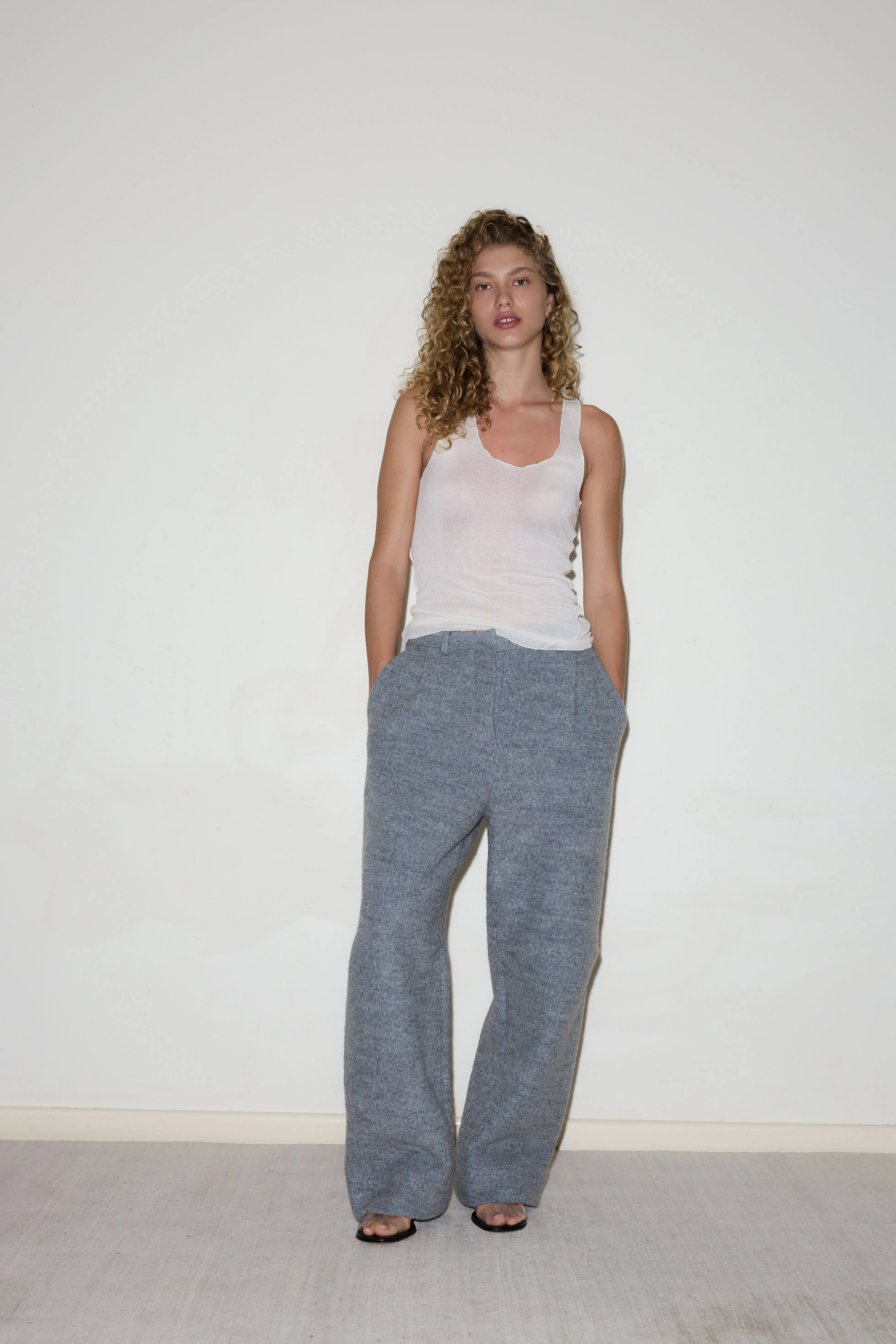 Boiled Wool Pant - Blue Grey