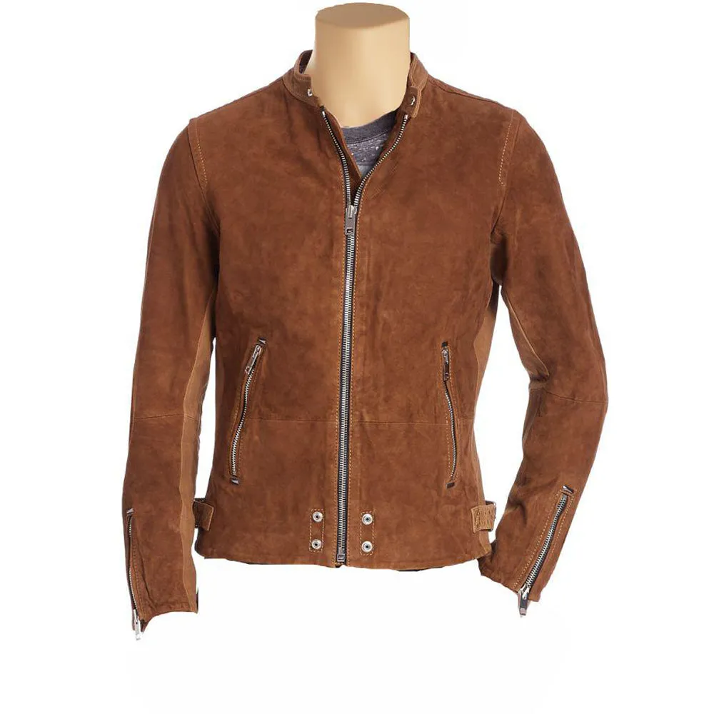 Brown Suede cafe racer jacket