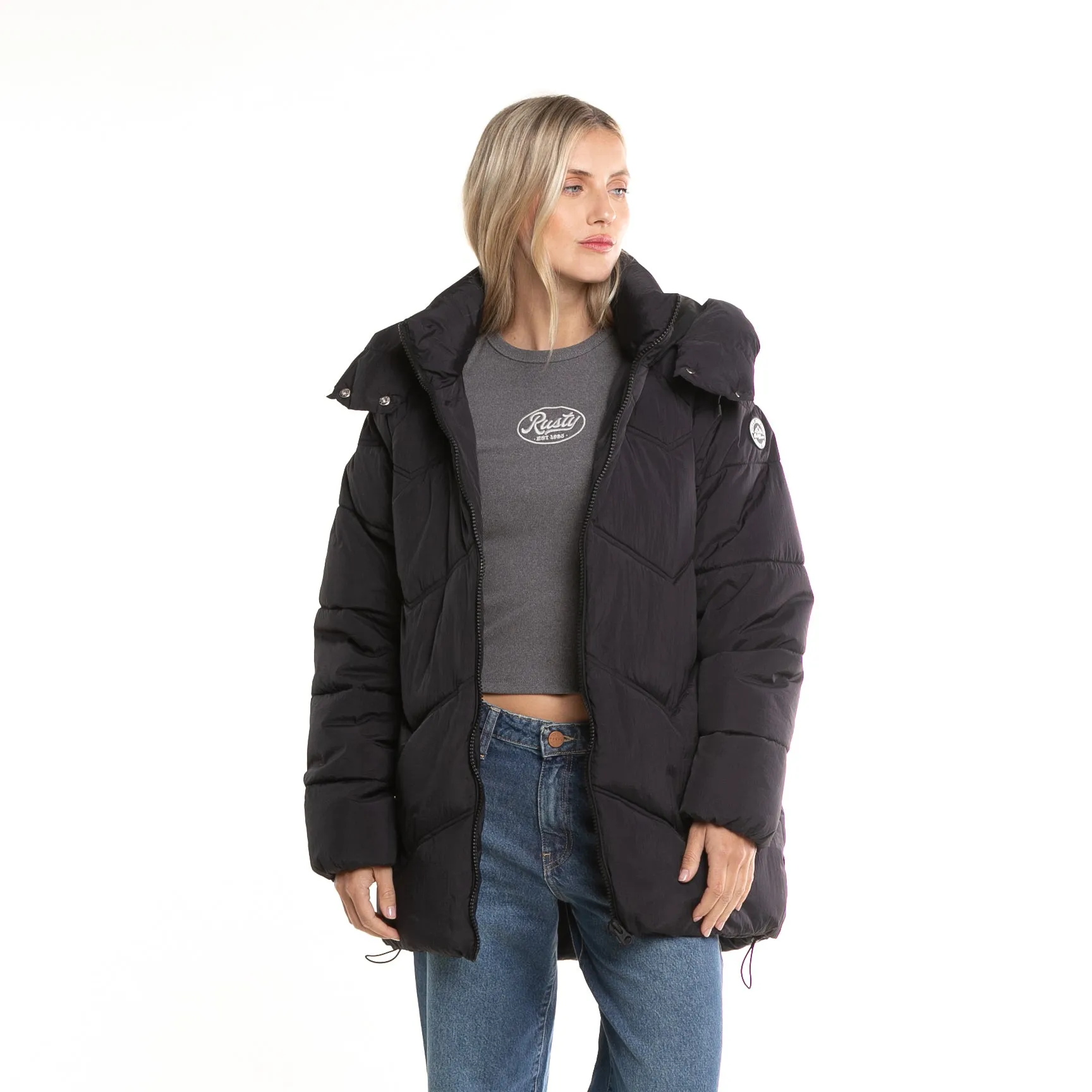 Campera Abrigo Rusty Higher Puffer Coat Ld* Negro