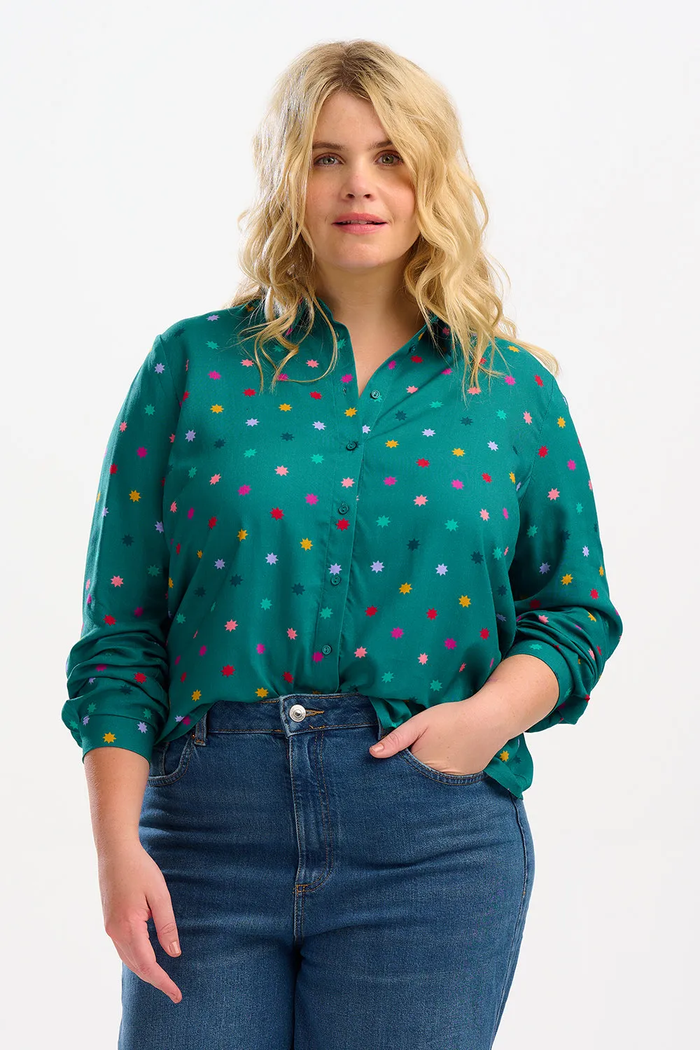 Catrina Shirt - Green, Winter Starburst