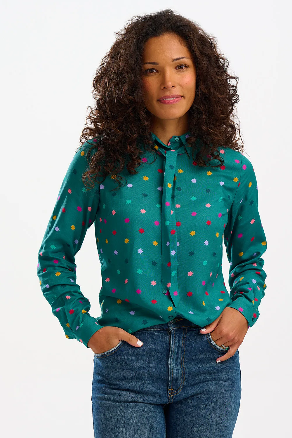 Catrina Shirt - Green, Winter Starburst