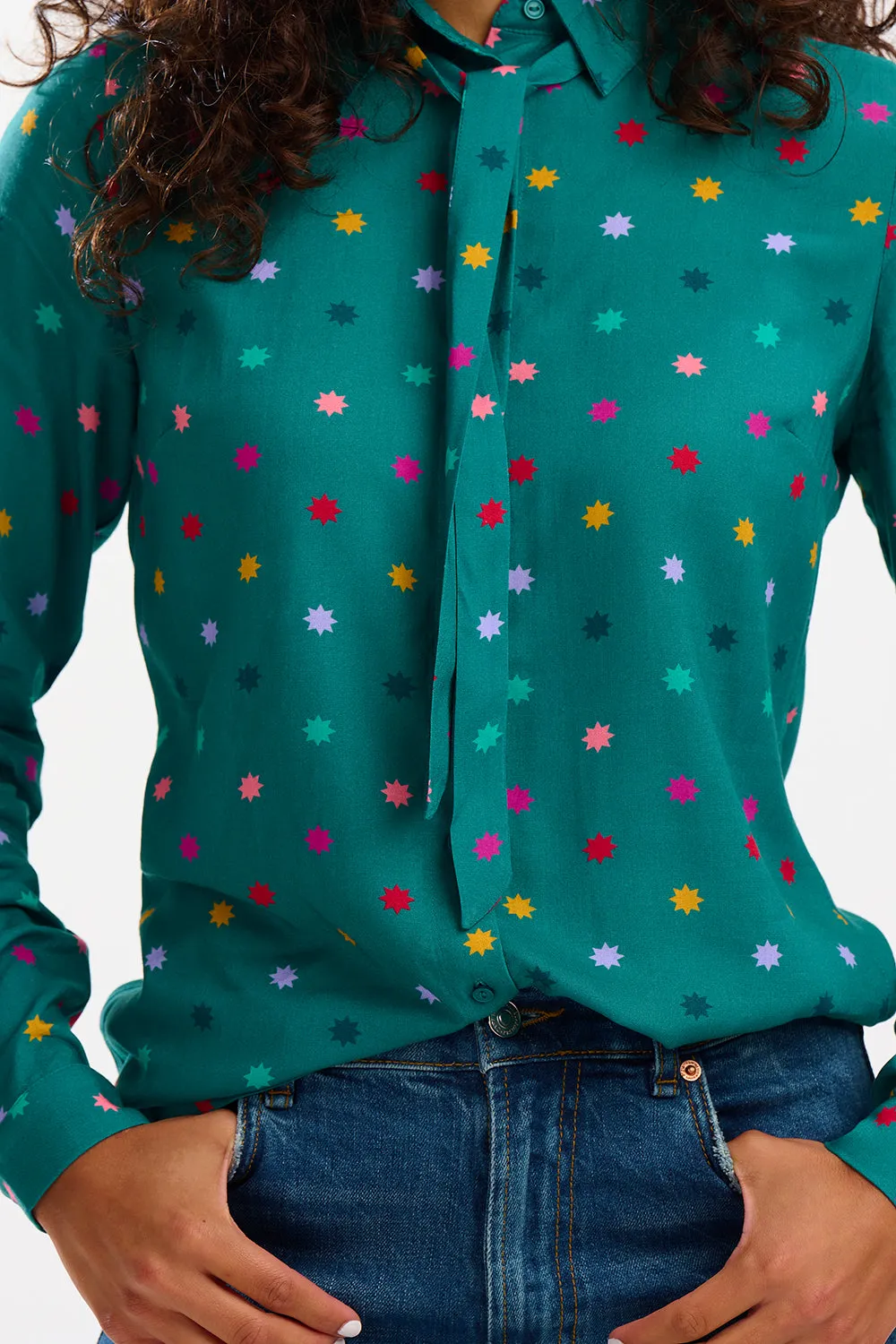 Catrina Shirt - Green, Winter Starburst