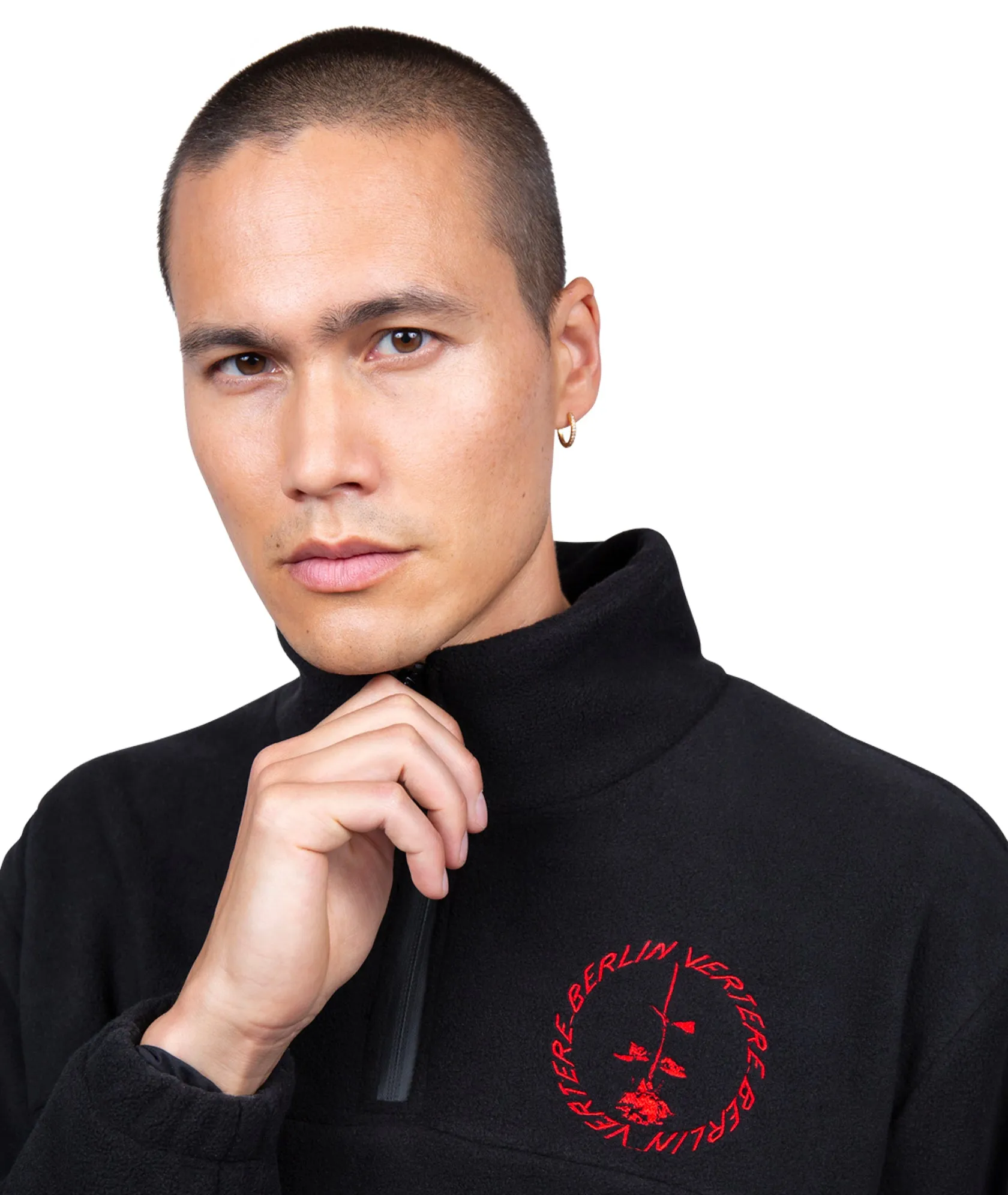 CIRCLE LOGO FLEECE SWEATER - BLACK