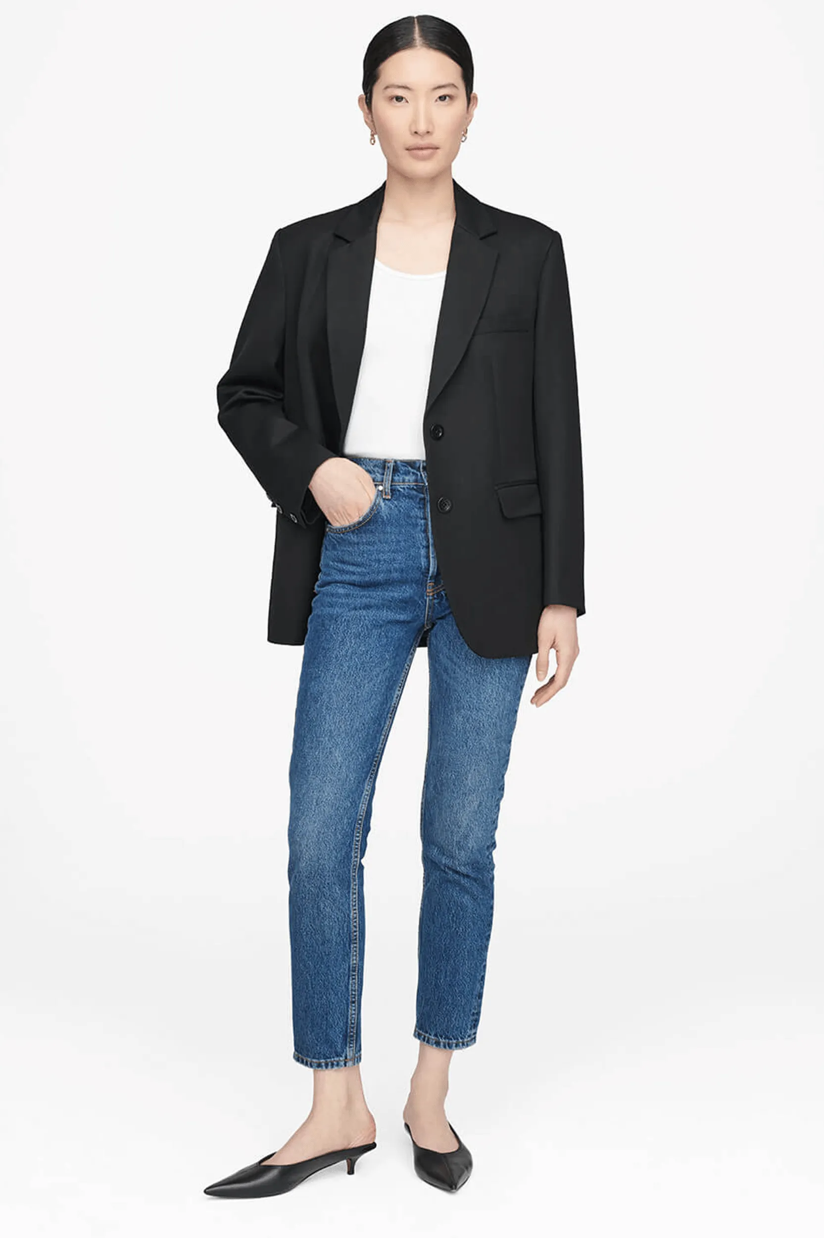 Classic Wool Blazer in Black