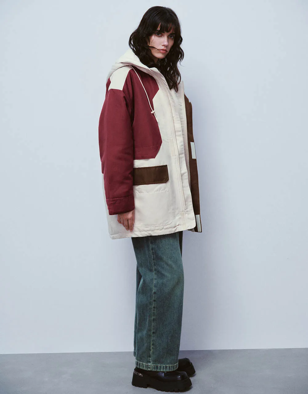 Colorblocks Hooded Padded Coat