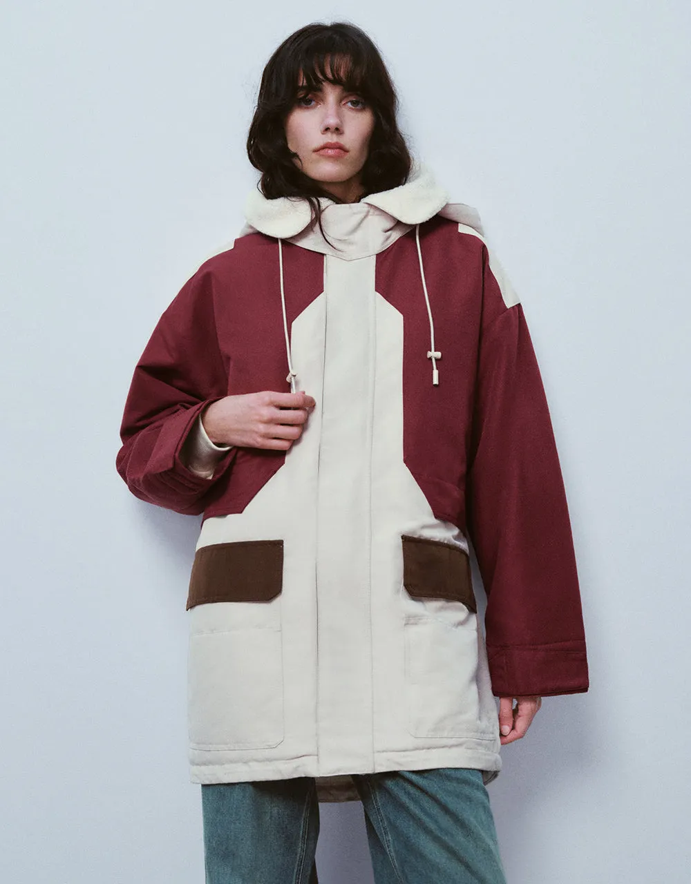 Colorblocks Hooded Padded Coat