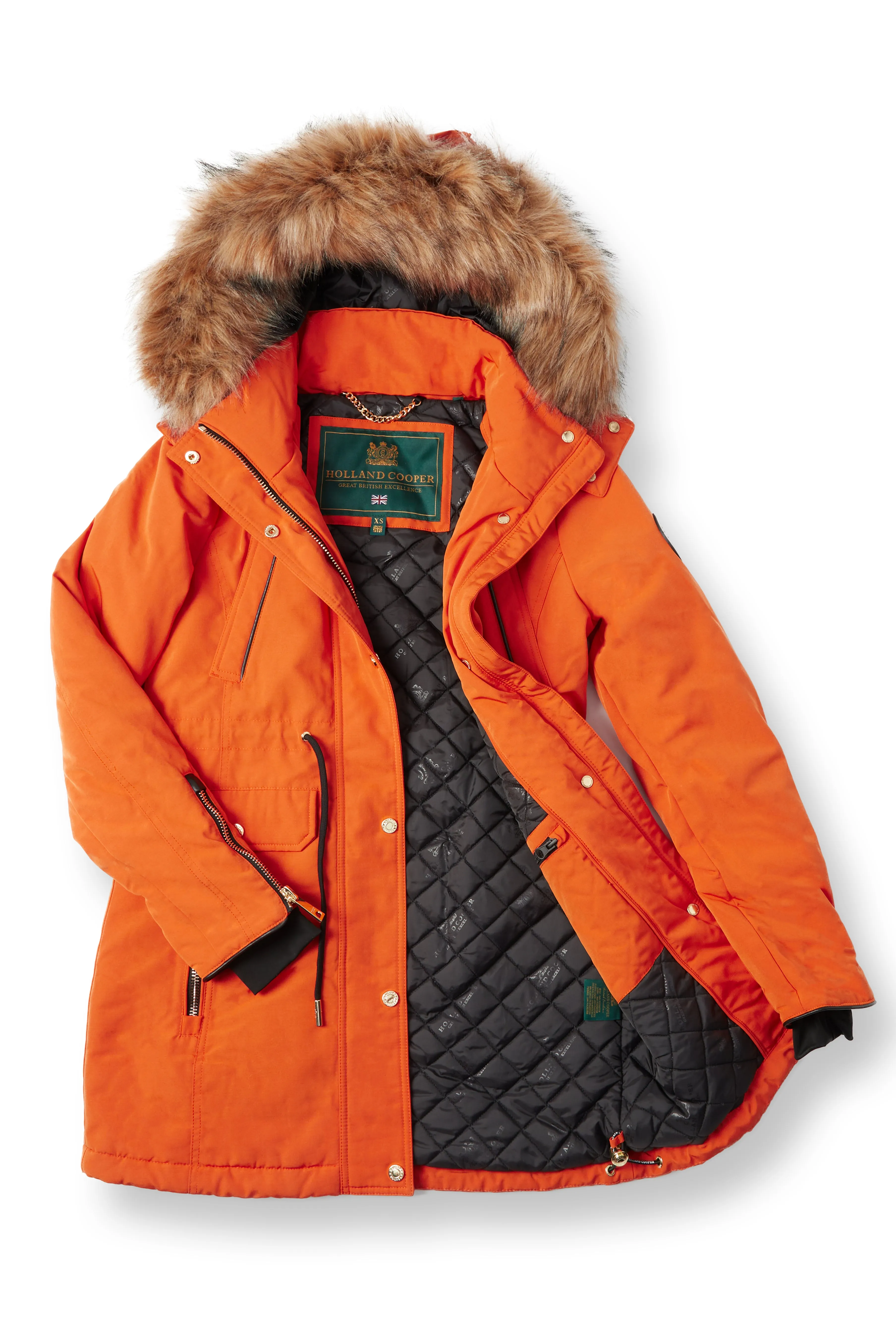 Corvara Womens Parka in Burnt Orange - Weather-Resistant and Insulated