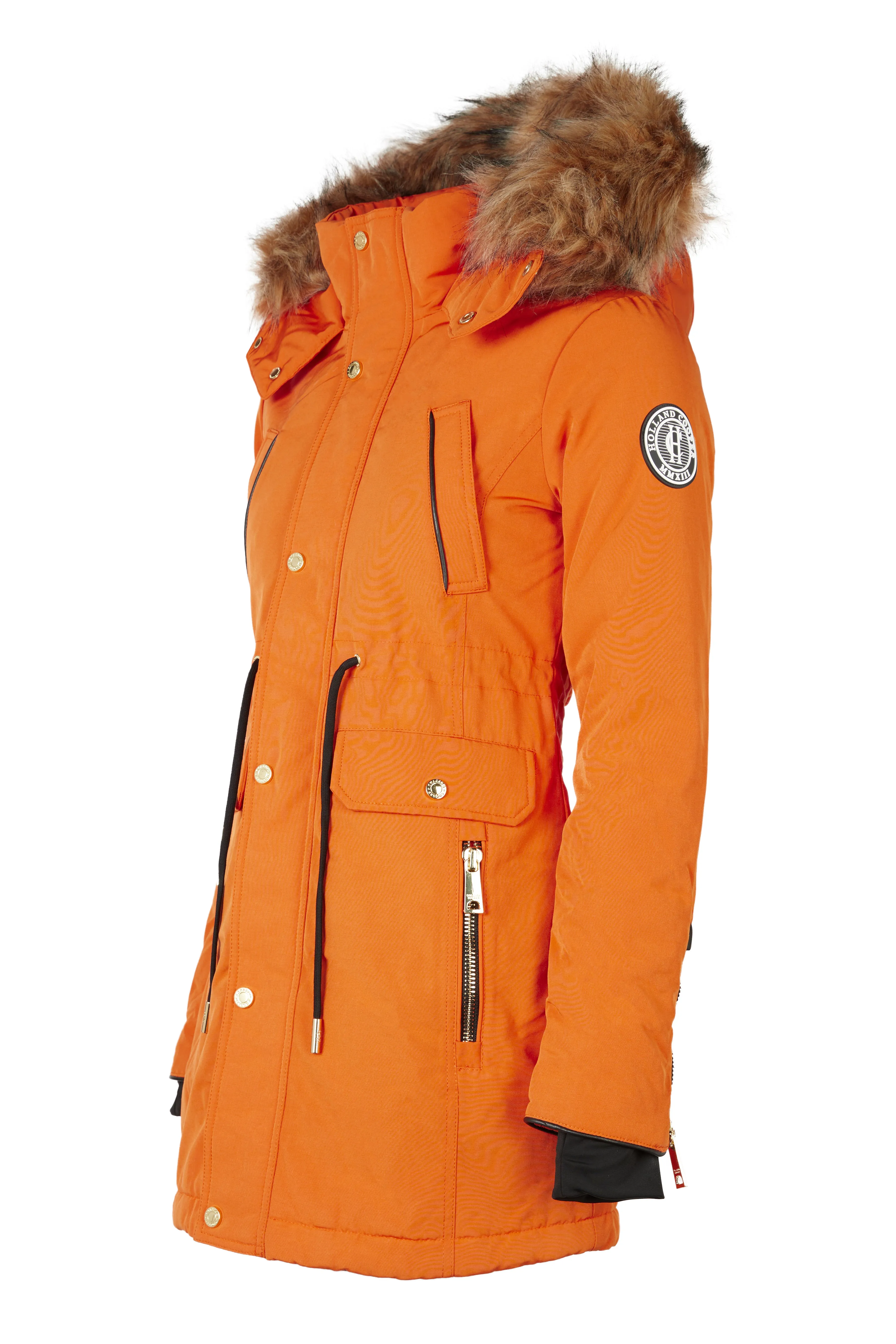 Corvara Womens Parka in Burnt Orange - Weather-Resistant and Insulated