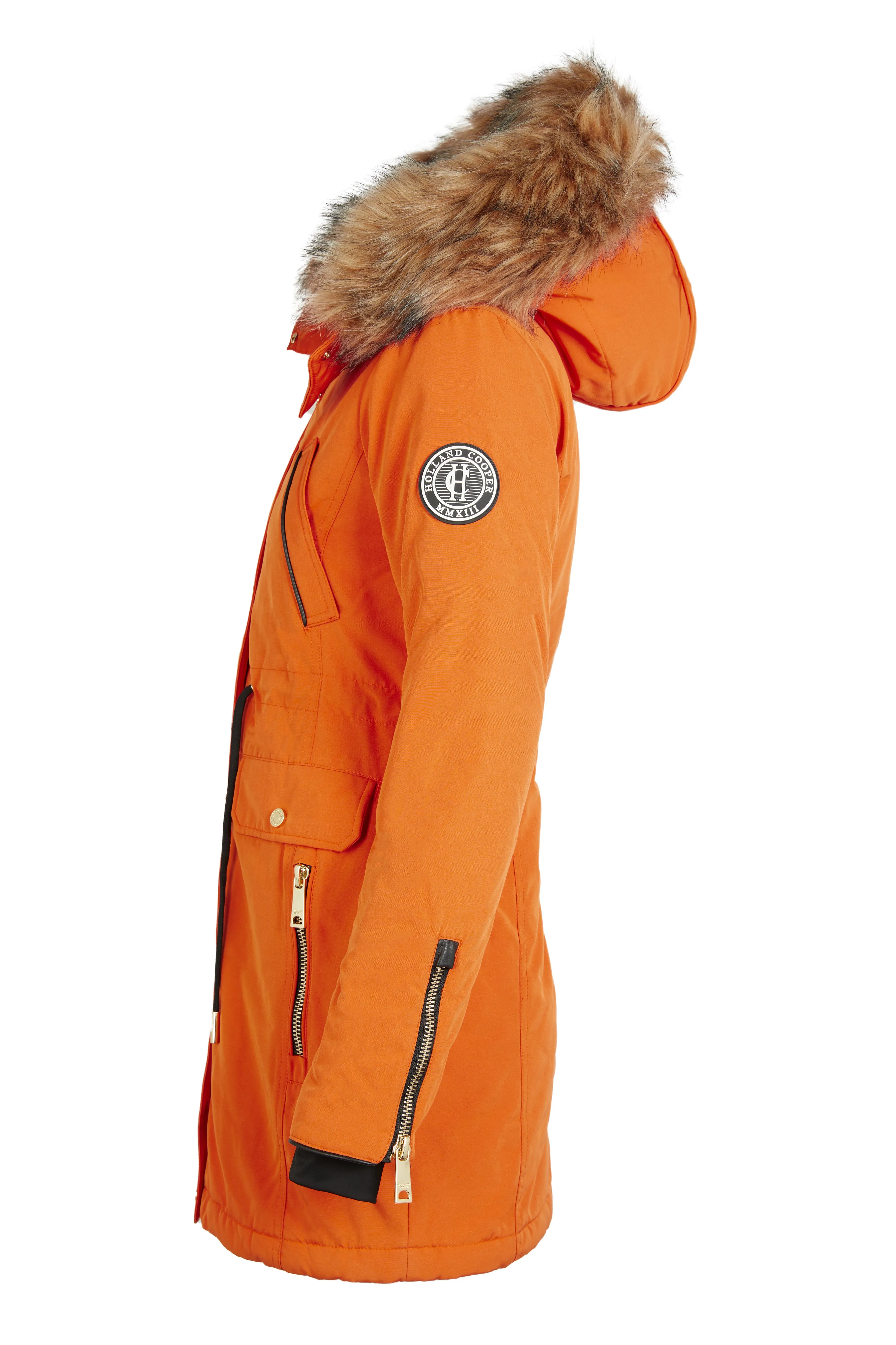 Corvara Womens Parka in Burnt Orange - Weather-Resistant and Insulated