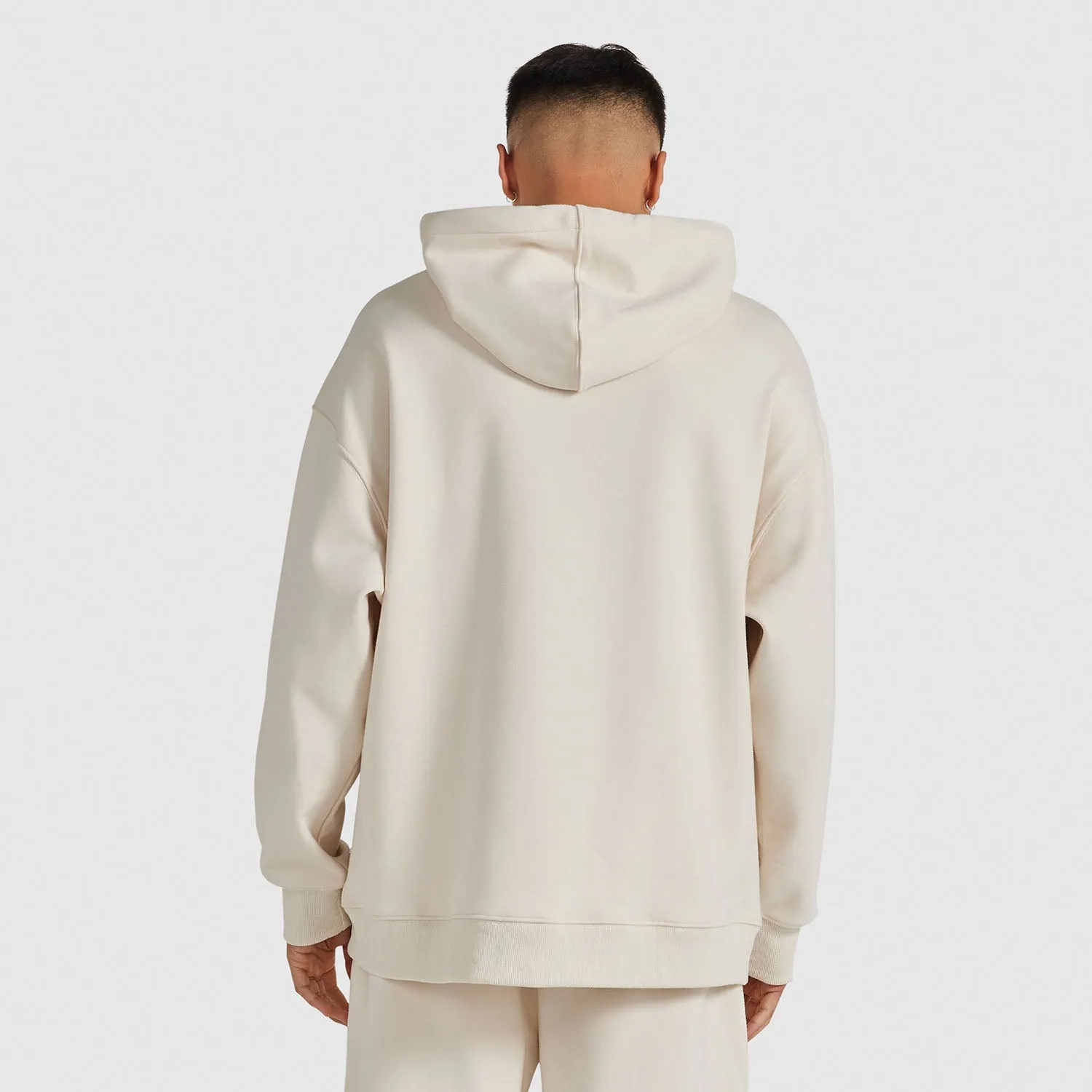 Cream Relaxed Cotton Fleece Hoodie