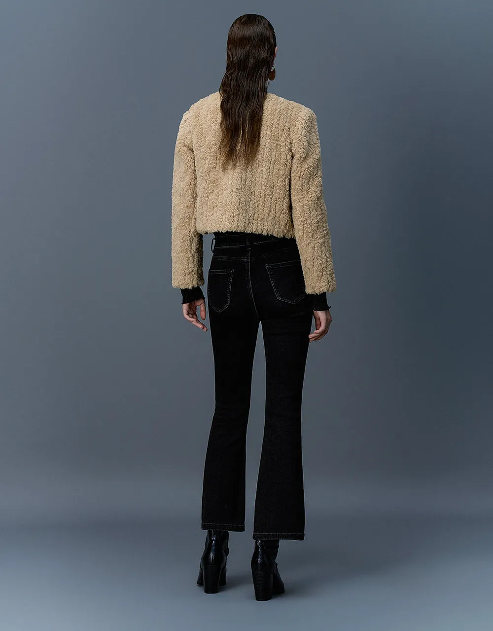 Crew Neck Furry Straight Coat