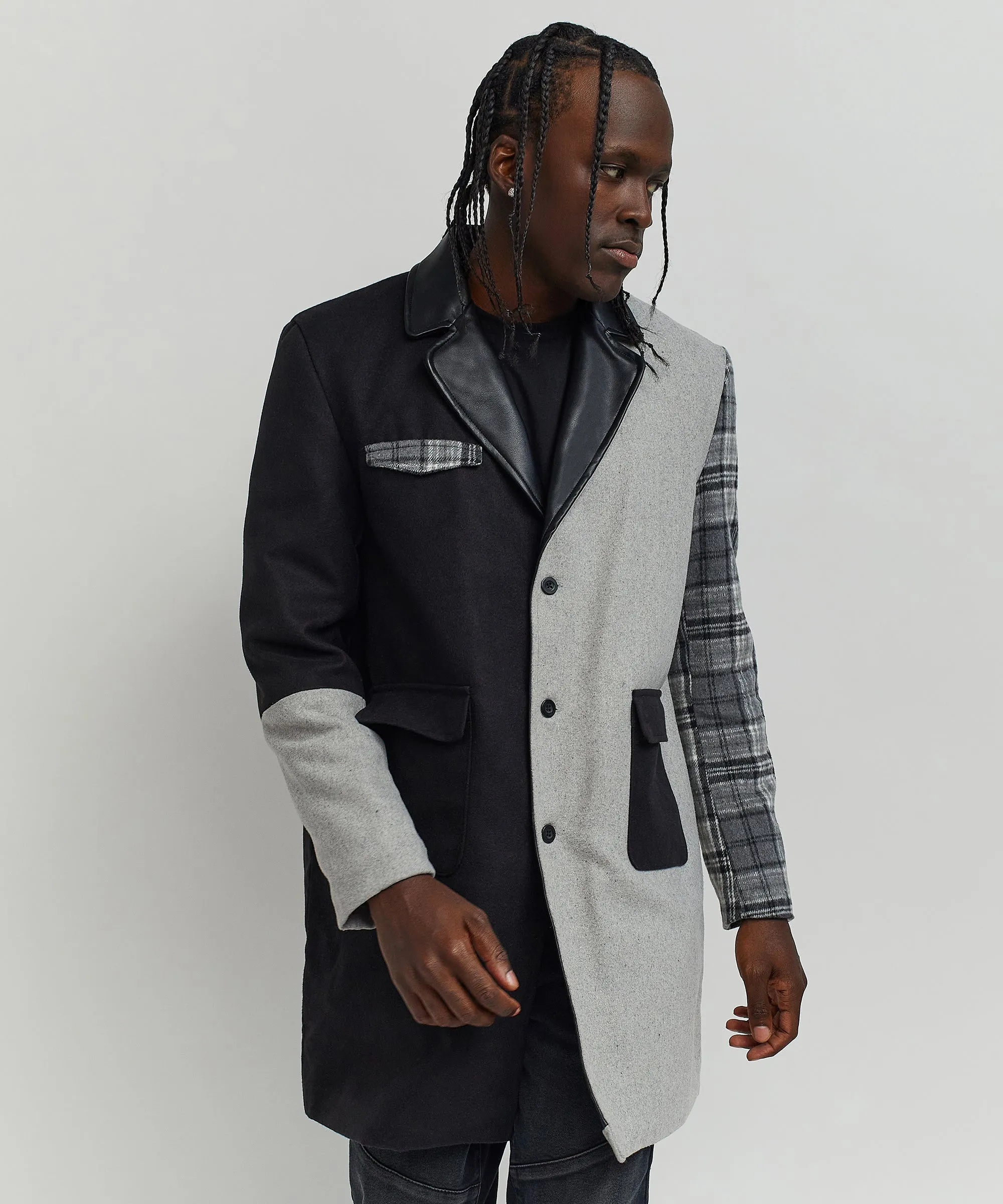 Optimized Title: Stylish Grey Mixed Wool Top Coat