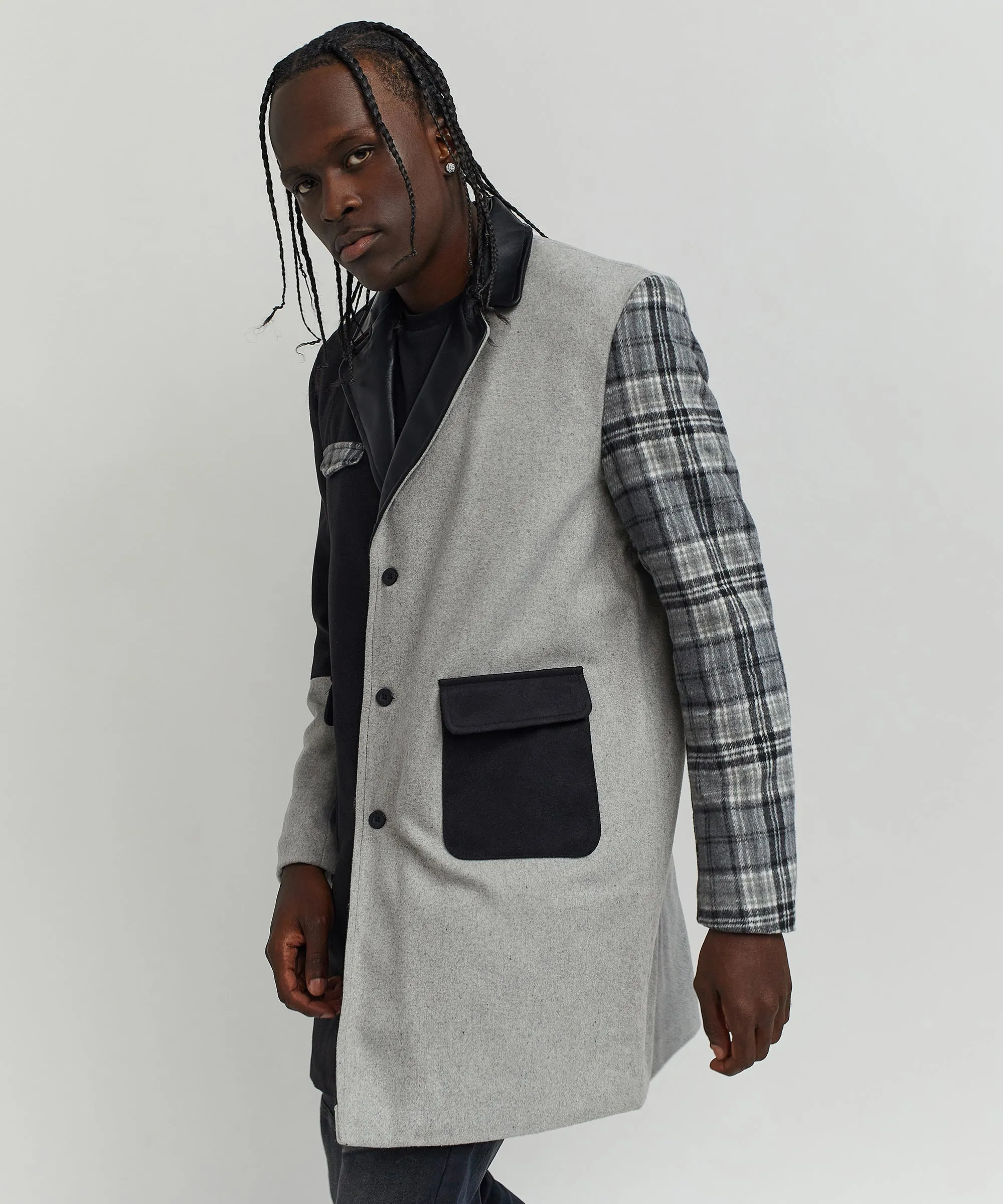 Optimized Title: Stylish Grey Mixed Wool Top Coat