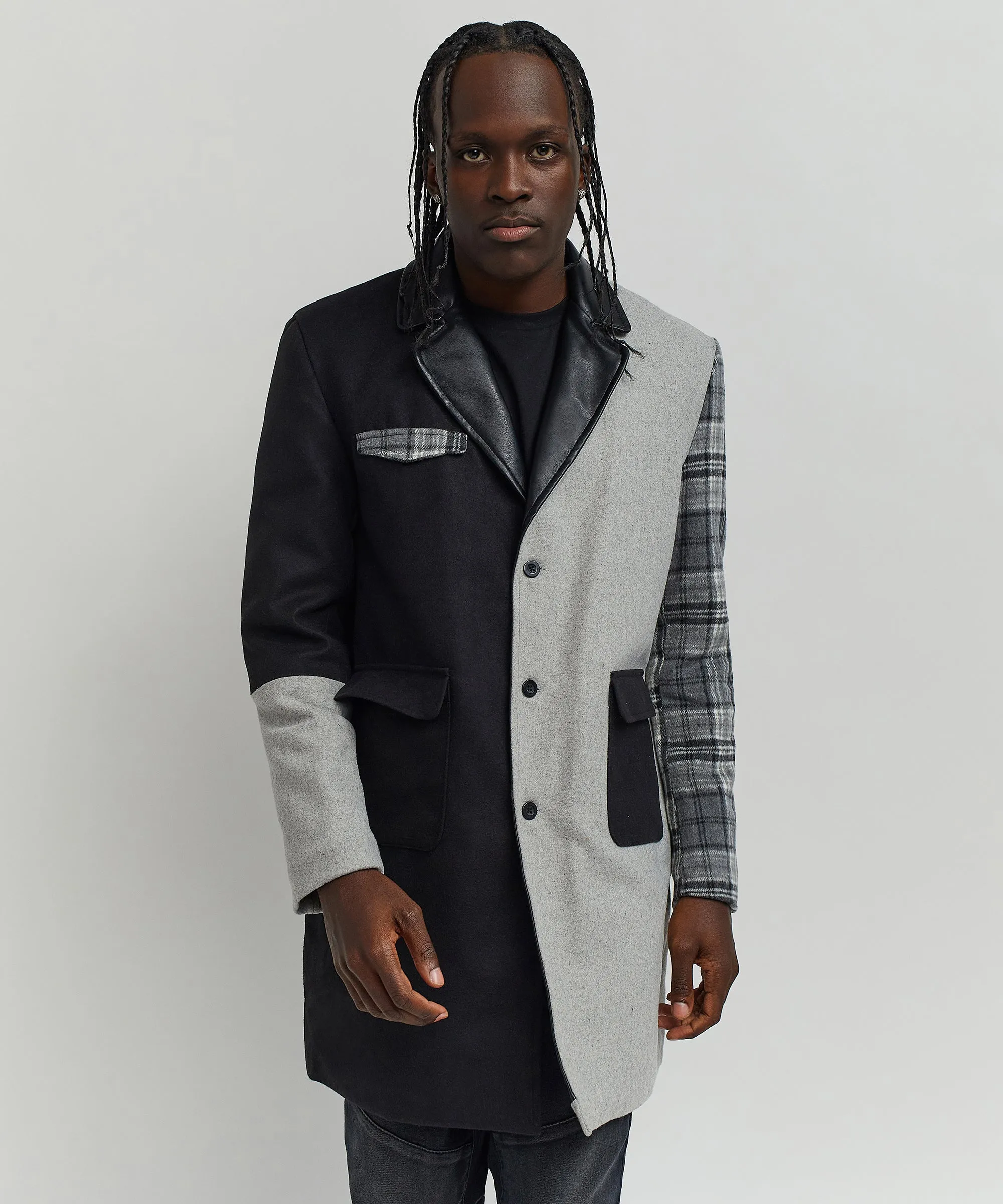 Optimized Title: Stylish Grey Mixed Wool Top Coat