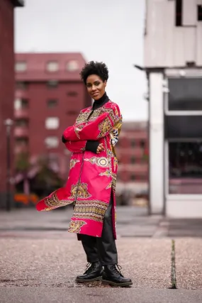 Dashiki Coat in Pink - Festival Clothing