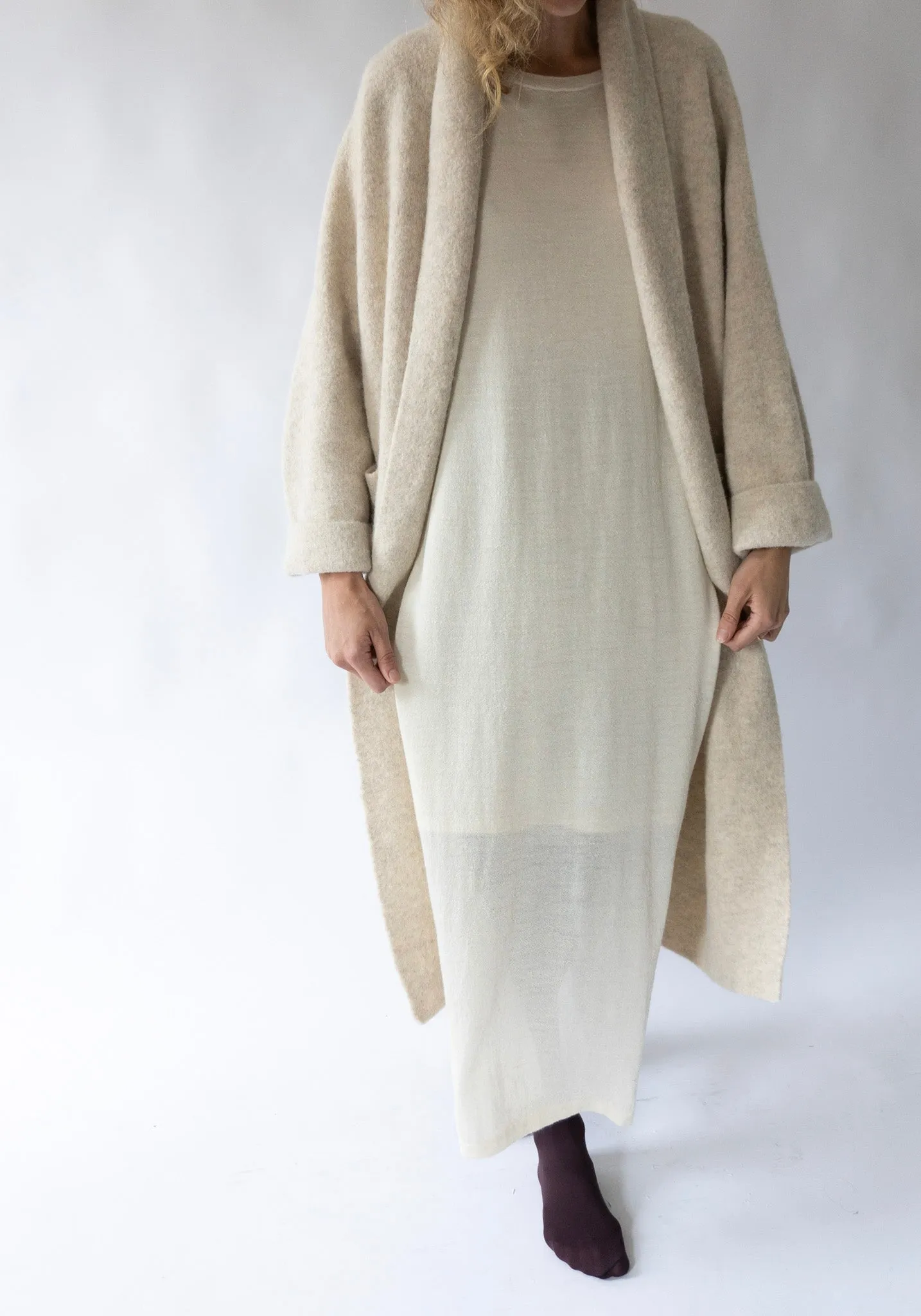 Double Face Long Coat in Ecru