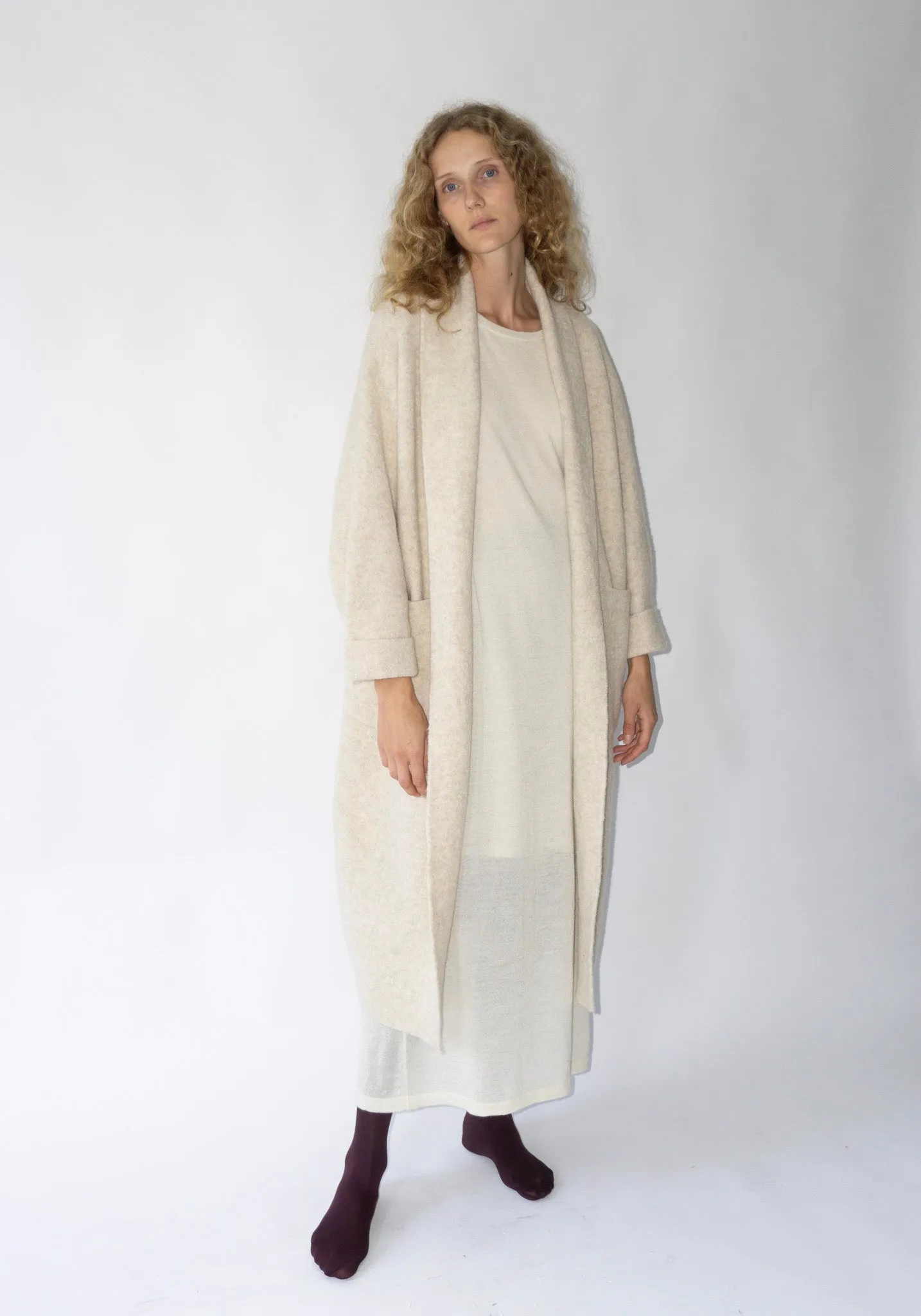 Double Face Long Coat in Ecru