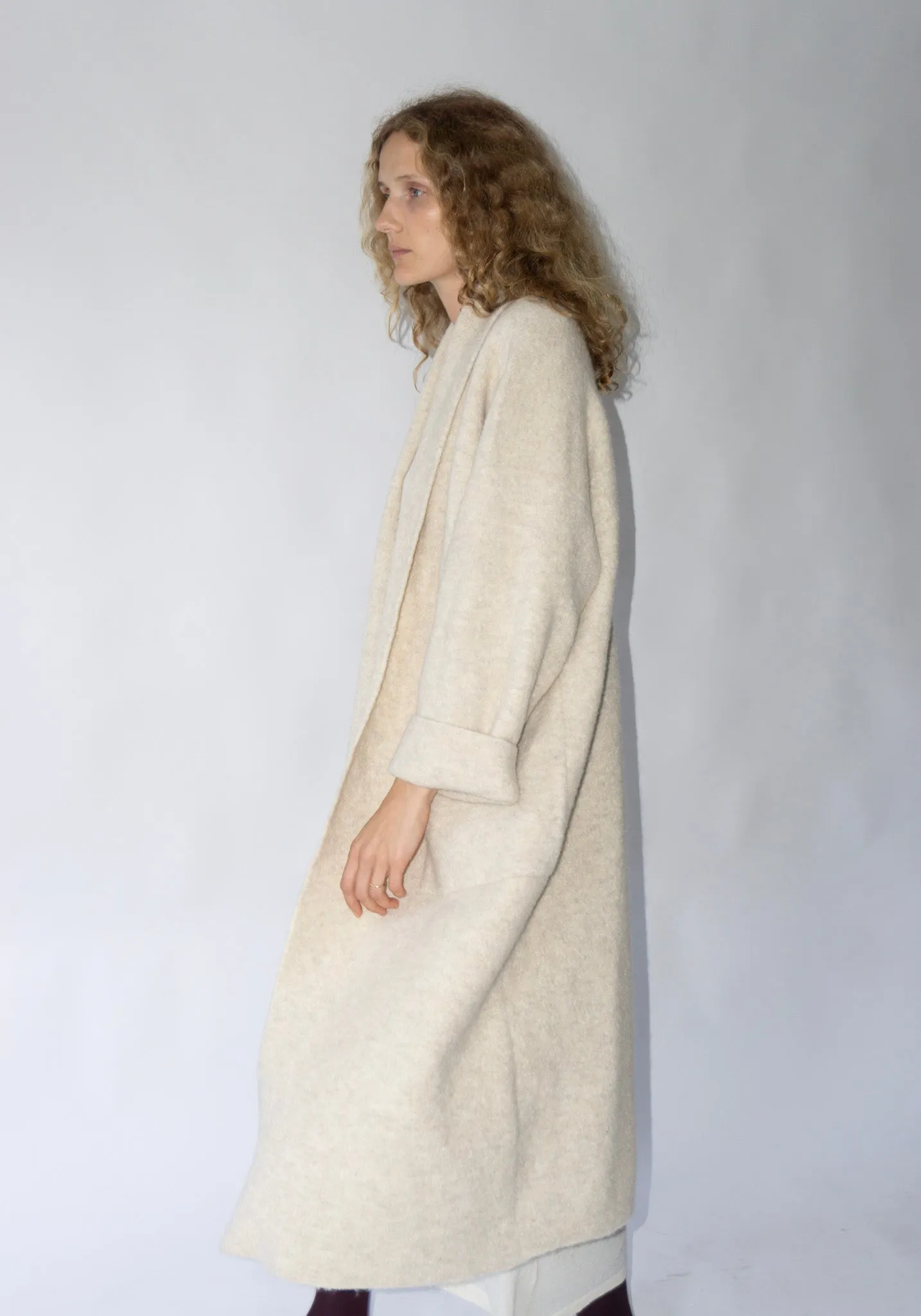 Double Face Long Coat in Ecru