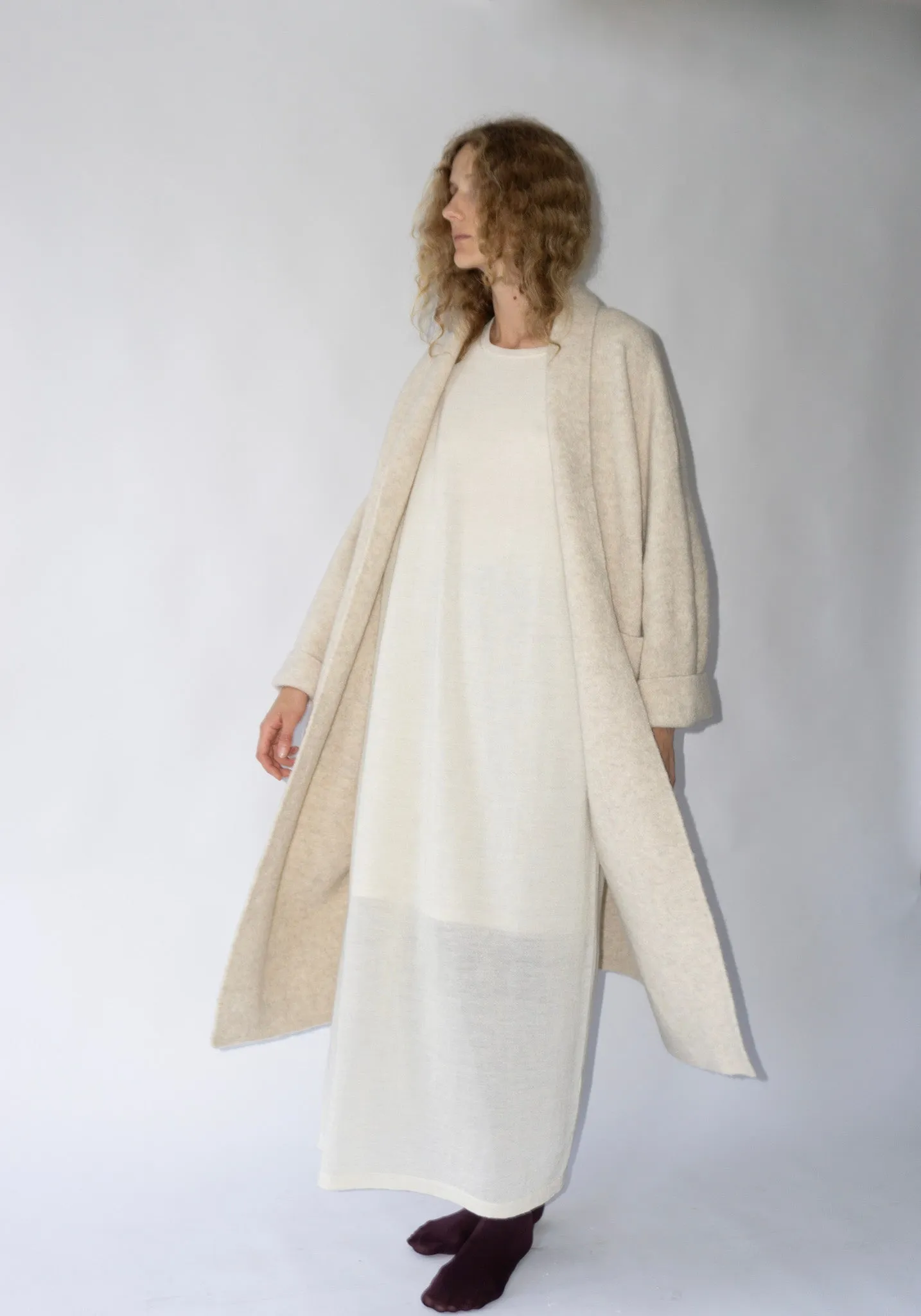 Double Face Long Coat in Ecru