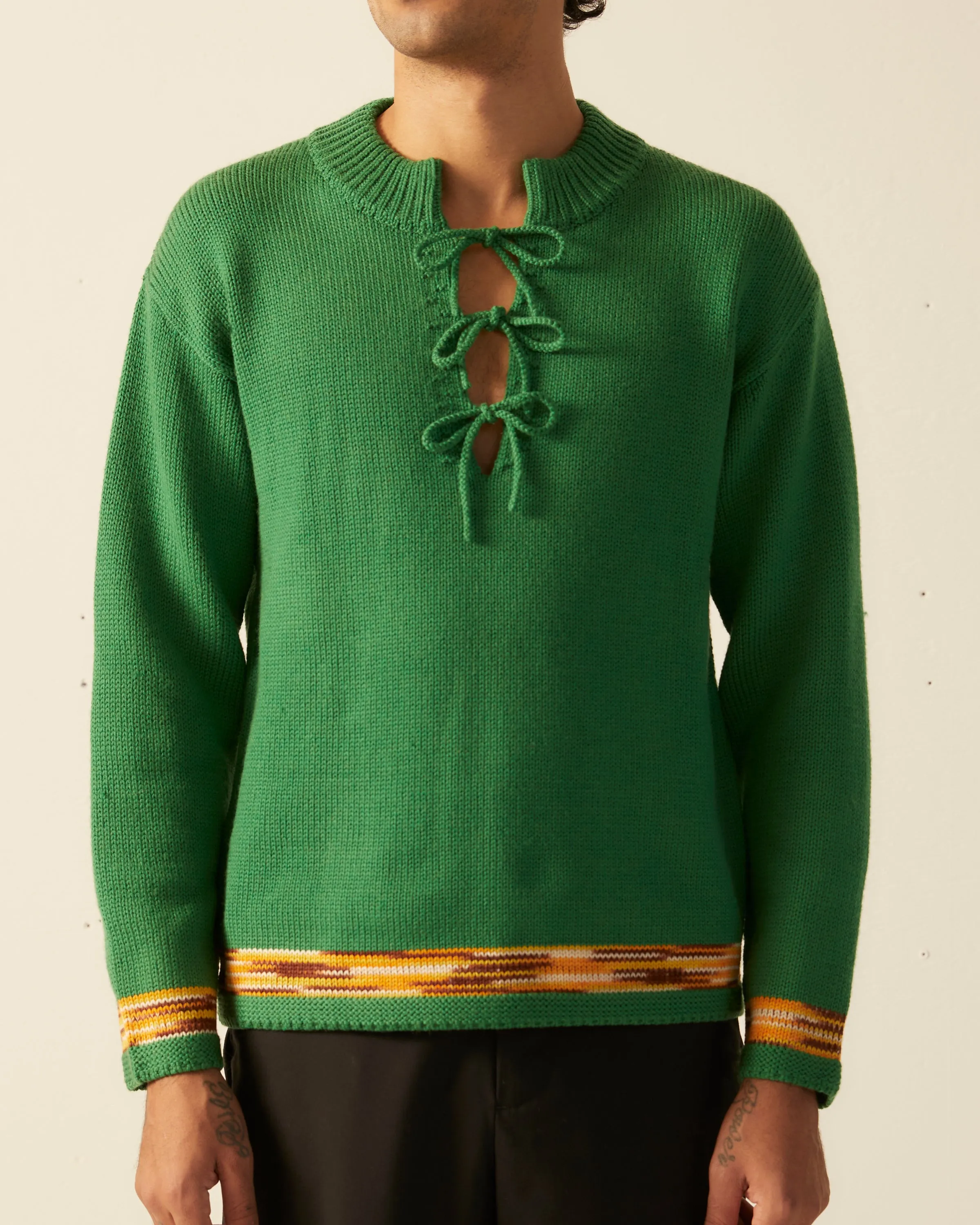 Edge Trim Pullover - Green