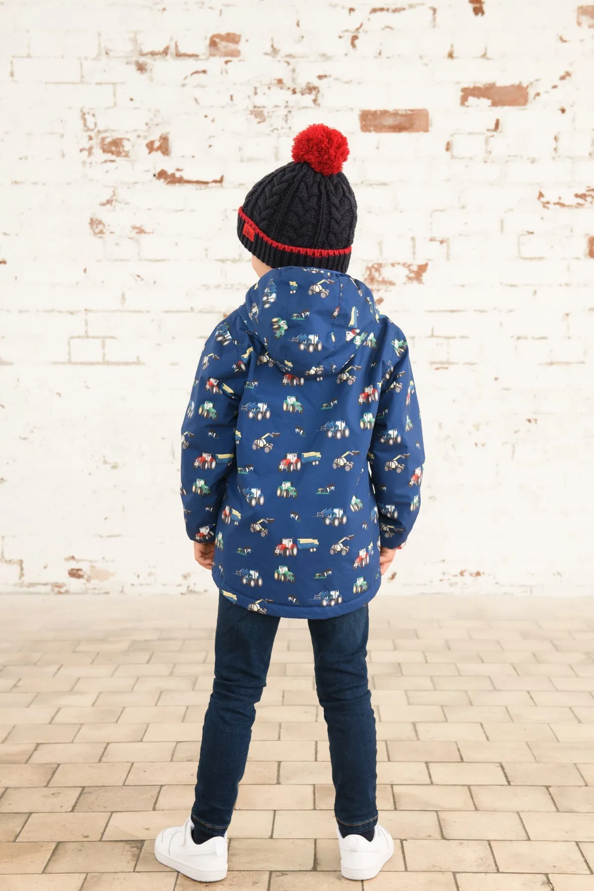 Finlay Coat - Navy Tractor Print