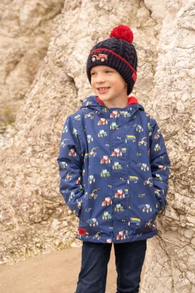 Finlay Coat - Navy Tractor Print