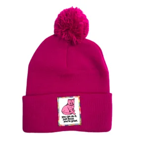 Focus Cat Winter Hat - Rainbow Fuchsia