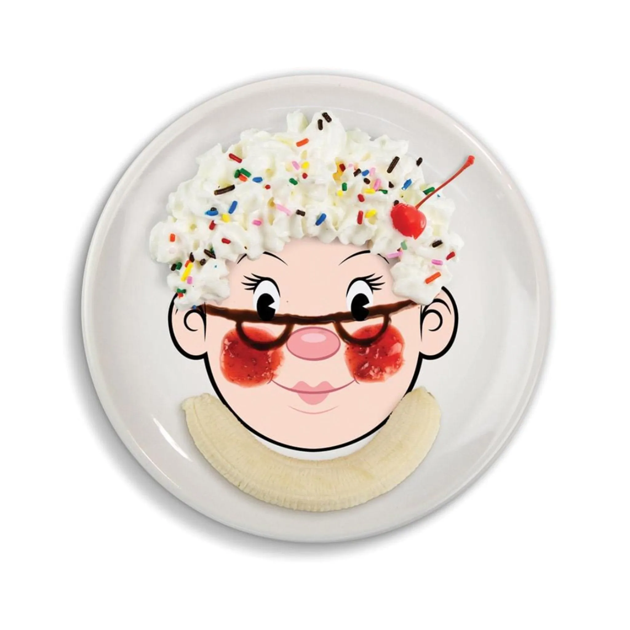 Lady Food Face Ceramic Dinner Plate