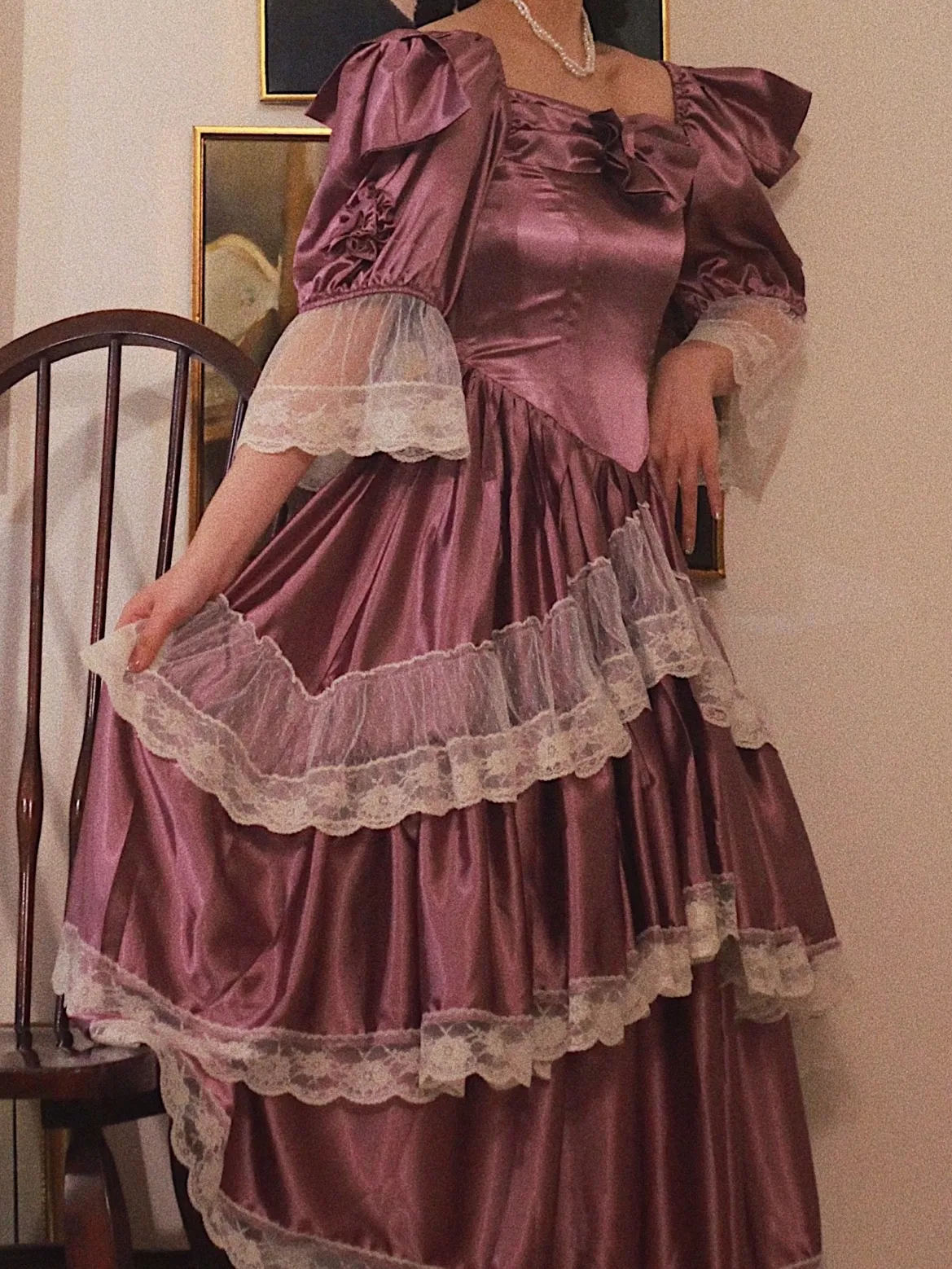 Lady Violet Victorian Inspired Purple Satin Dress