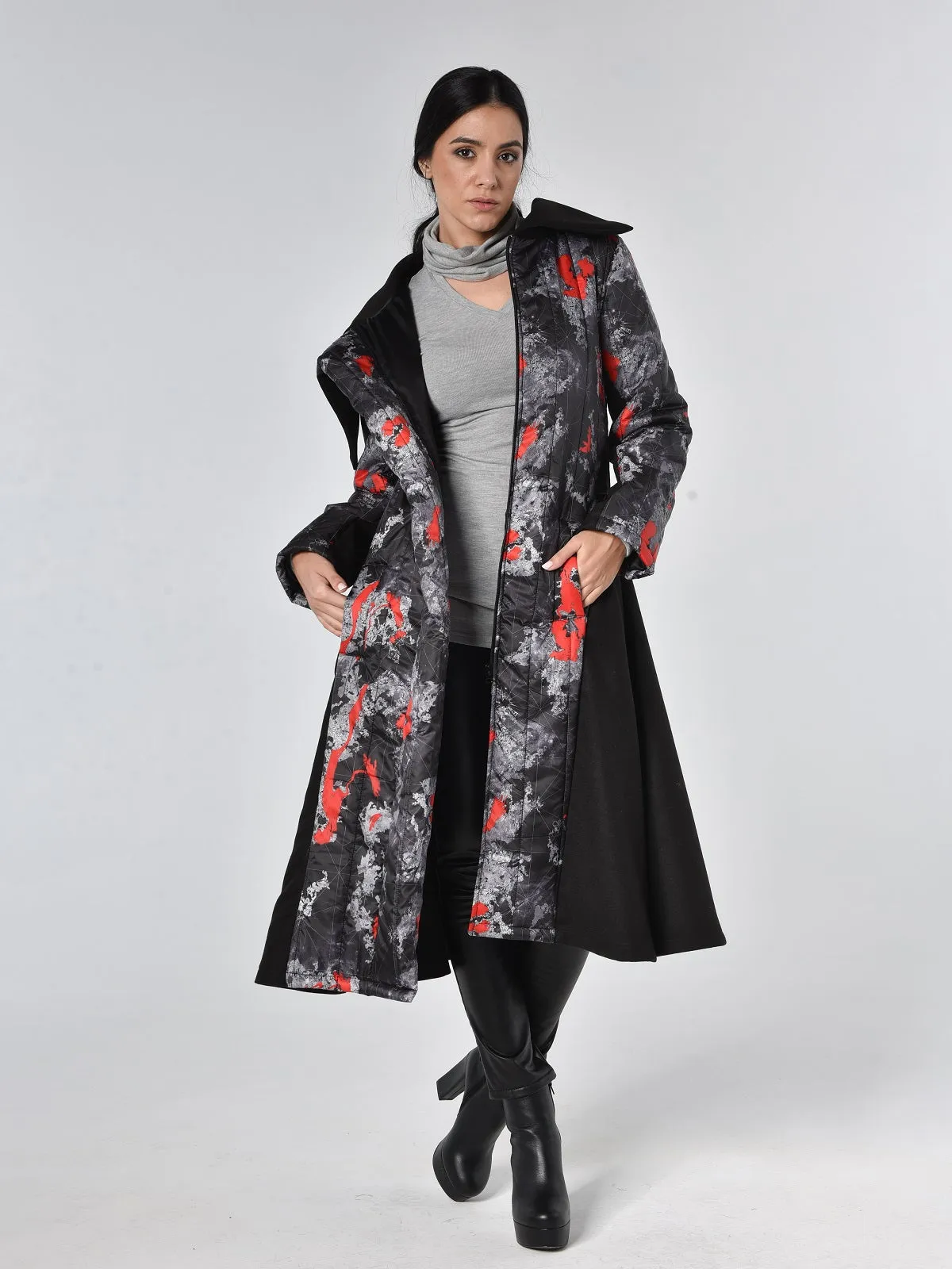 Long Colorful Belted Coat