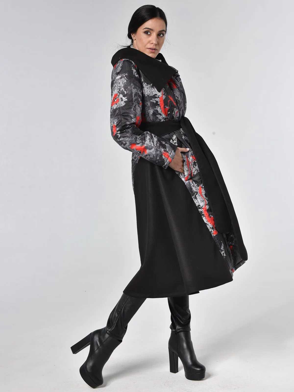 Long Colorful Belted Coat